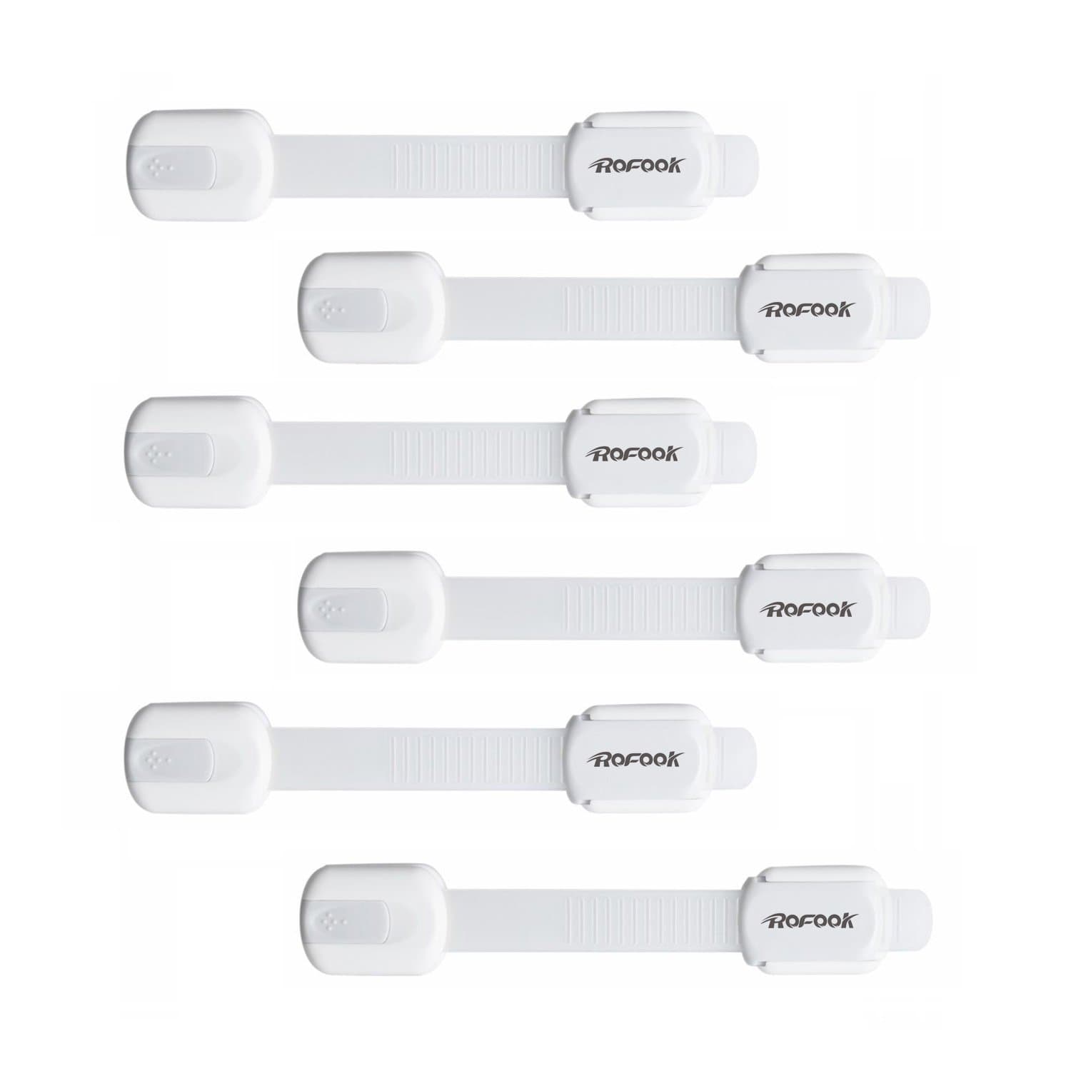 Cabinet Locks, Rofook Child Satety & Baby Proofing Lock for Drawer / Fridge / Toliet / Microwave Oven, Adjustable Multi Use Safety Strap Latches Locks - 6 Pack