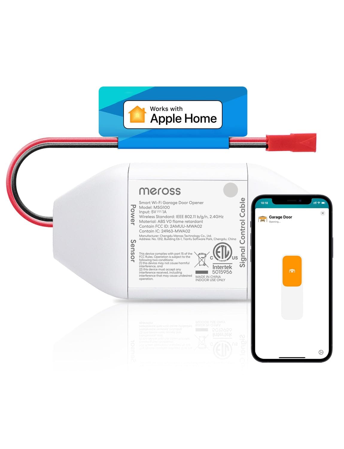 meross Smart Garage Door Opener Remote for Apple HomeKit, Amazon Alexa, Google Assistant, SmartThings, Multiple Notification Modes, No Hub Required