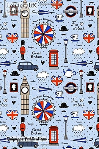 London, UK Lined Journal: Medium Size College Ruled Notebook With London
