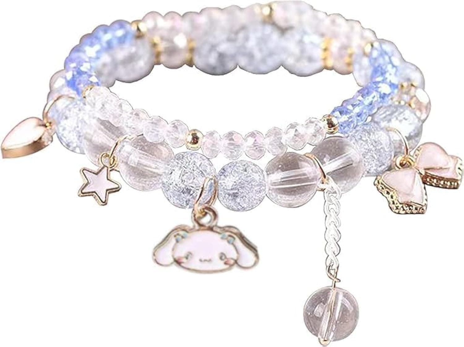 LUYAO Kawaii Bracelet Crystal Pearl Bracelet, Anime Elastic Stretch Crystal Bead Bracelet Cute Cartoon Kawaii Elastic Beaded Bracelets for Girls Women