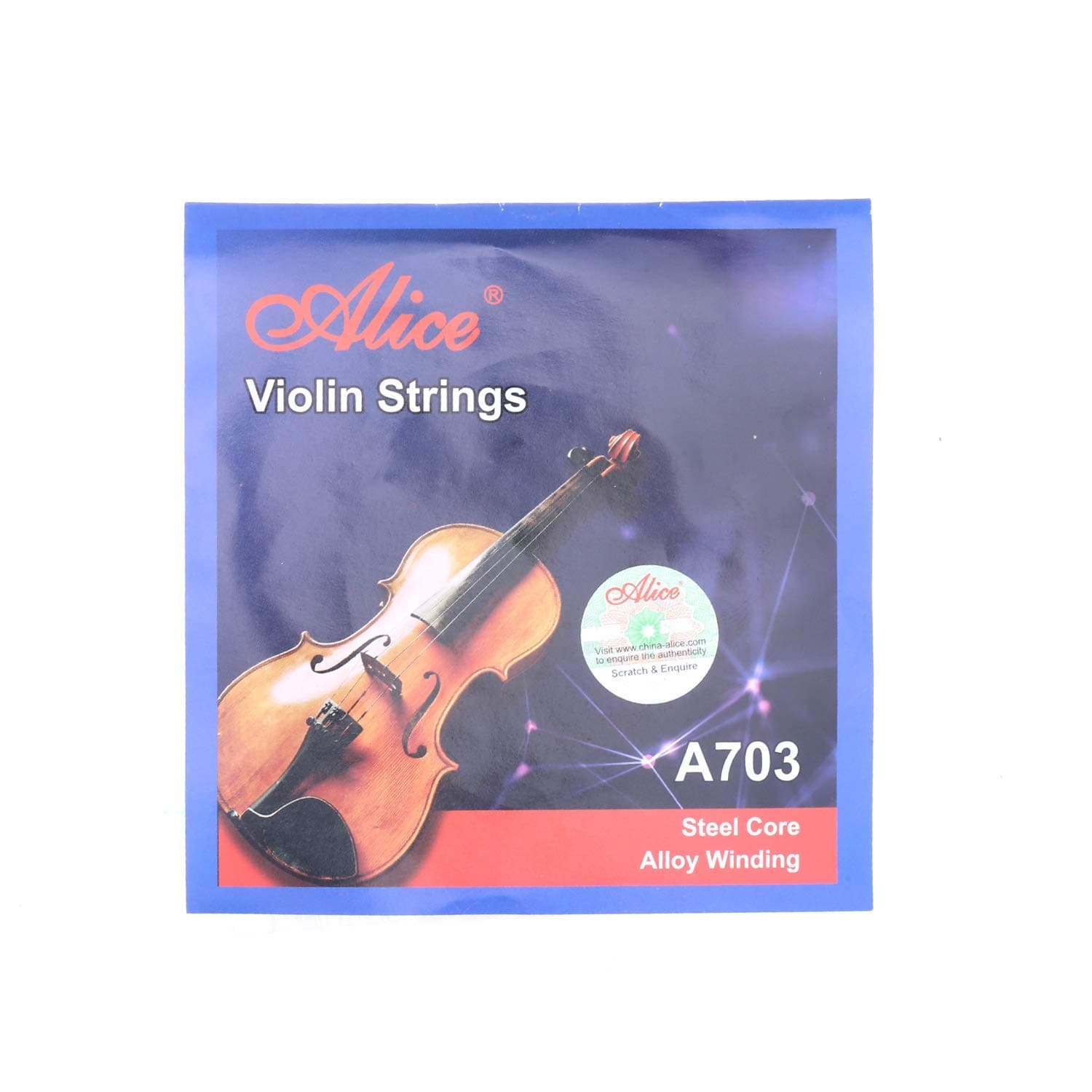 Musiclily Alice Steel 4/4 Size Violin Strings Set with Ball-End Nickel-Plated