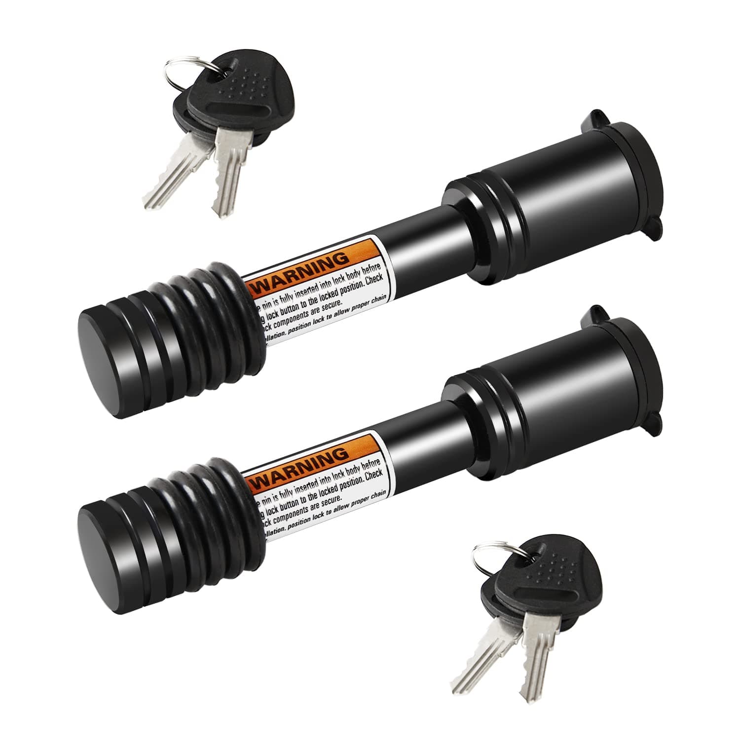 METOWAREHeavy Duty Trailer Hitch Lock, 5/8" Diameter Lock Pin, Fits 2" Receiver Tubes, Class V Hitch Receivers (2 Pack)