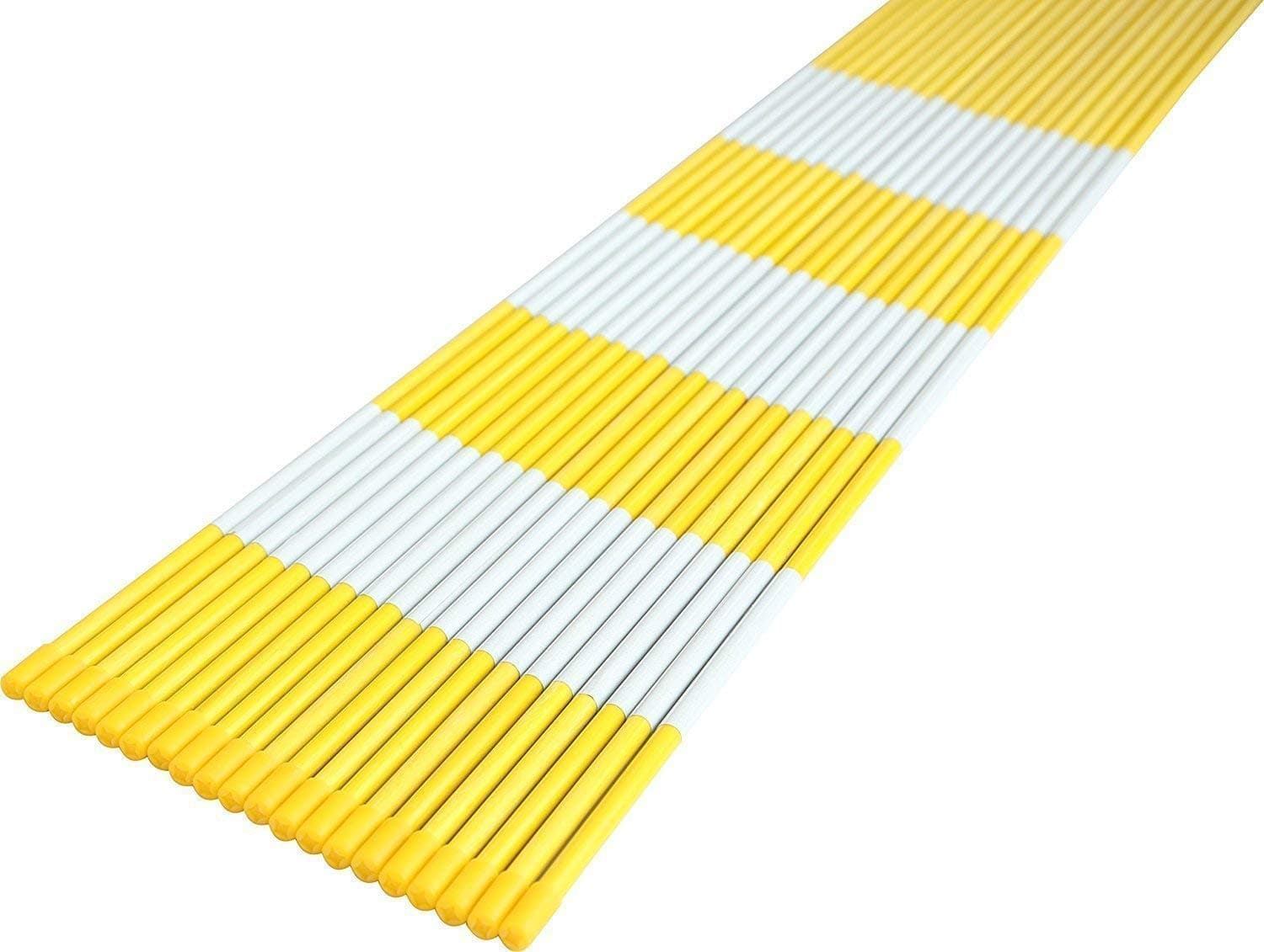 FiberMarker Driveway Markers 48-Inch 20-Pack Yellow 1/4-Inch Dia Solid Driveway Poles for Easy Visibility at Night