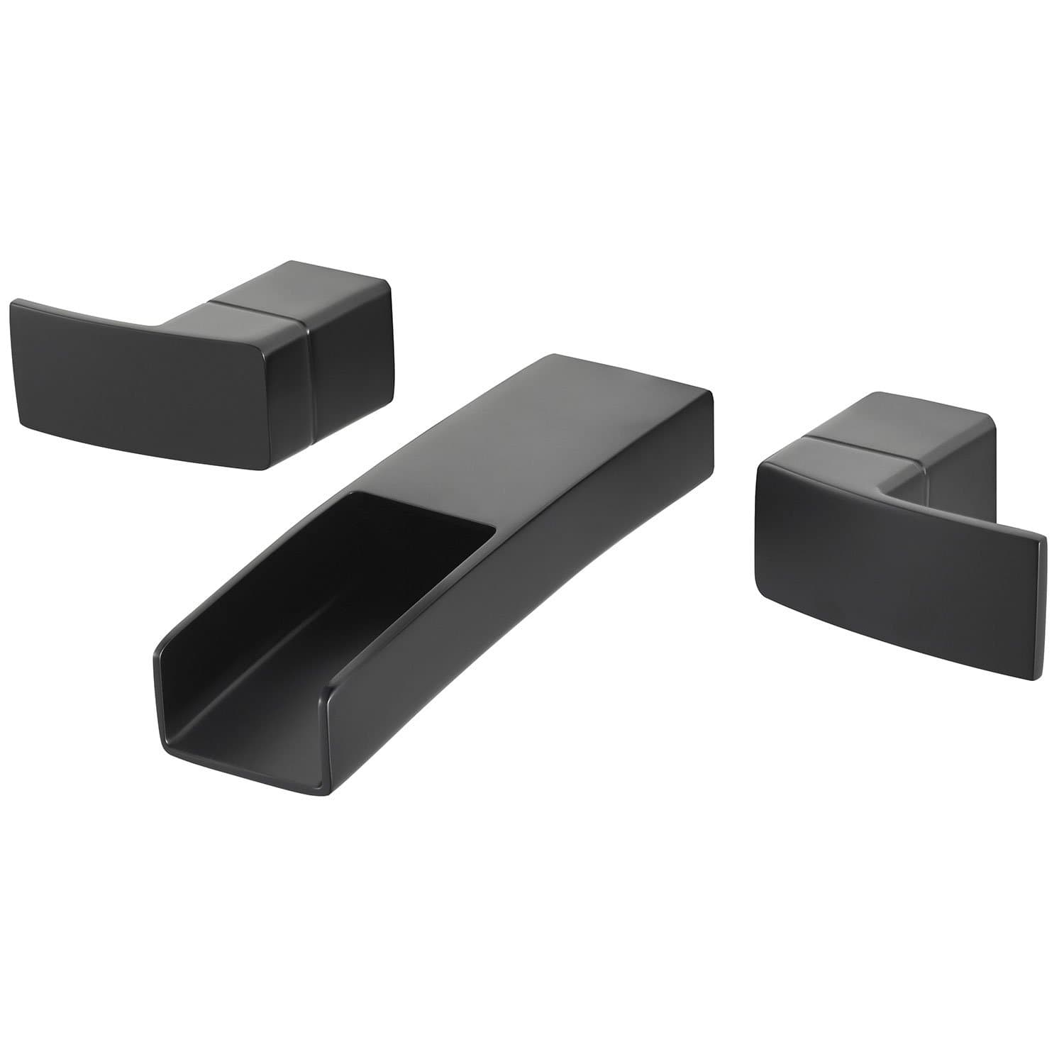 LG49-DF1B Kenzo 2-Handle Waterfall Wall Mount Bathroom Faucet Matte Black