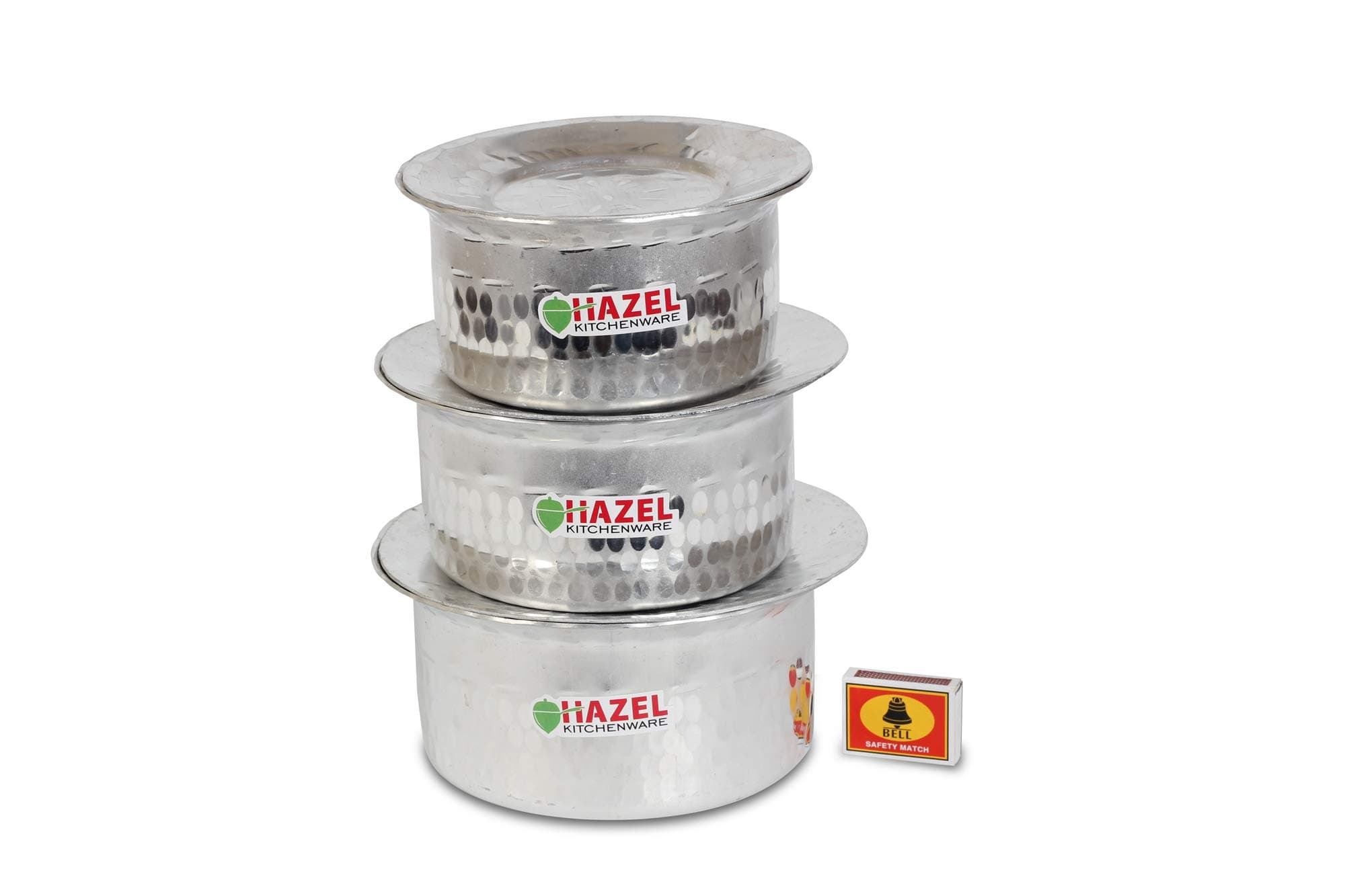 Aluminium Hammered Tope Set with Lid | Patila Set of 3 (1L, 1.4L & 1.8L) | Food-Grade Aluminium Kitchen Utensils for Traditional Indian Cooking | Utensils Set for Kitchen