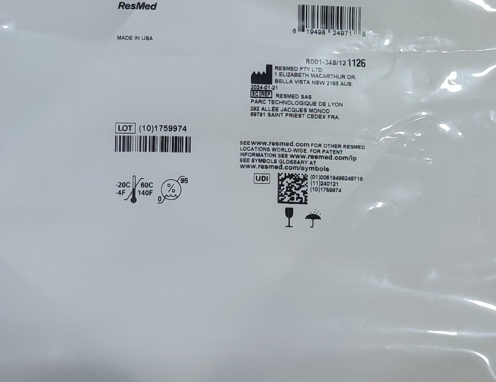 OxyStore - Elbow and Hose Swivel for Quattro Air and AirFit F10 - ResMed