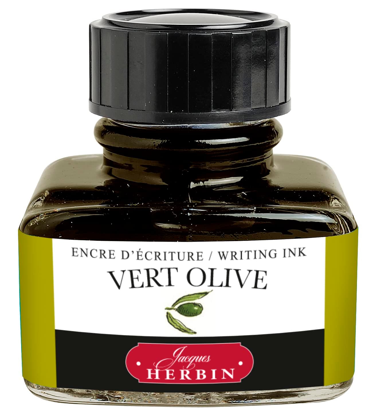 Jacques Herbin 13036T - One 30 ml Bottle of Ink for Fountain pens and rollerballs, vert Olive/Olive Green Colour - Made in France - Calligraphy - Writing