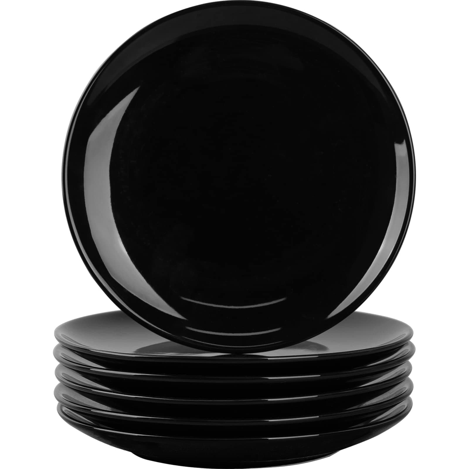 7in Black Appetizer Plates - Dessert/Salad Plate Set for Snacks, Dessert, Kitchen, Ceramic Dishes Set of 6