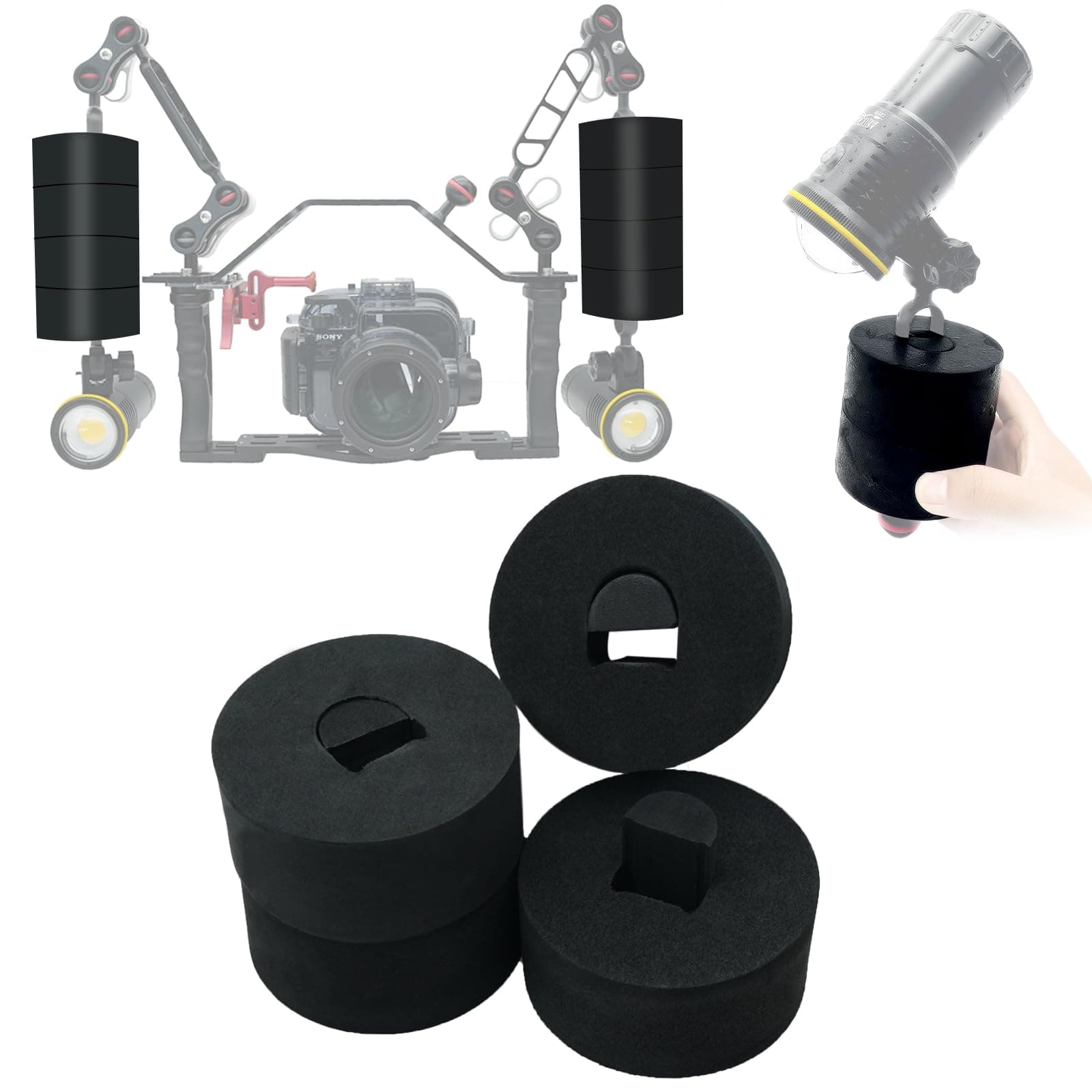 nitescubaFAXS Jumbo Float Kit Buoyancy Underwater Float for Ultralight/INON/Sea&Sea Arms/WEEFINE/MINIFOCUS Arms