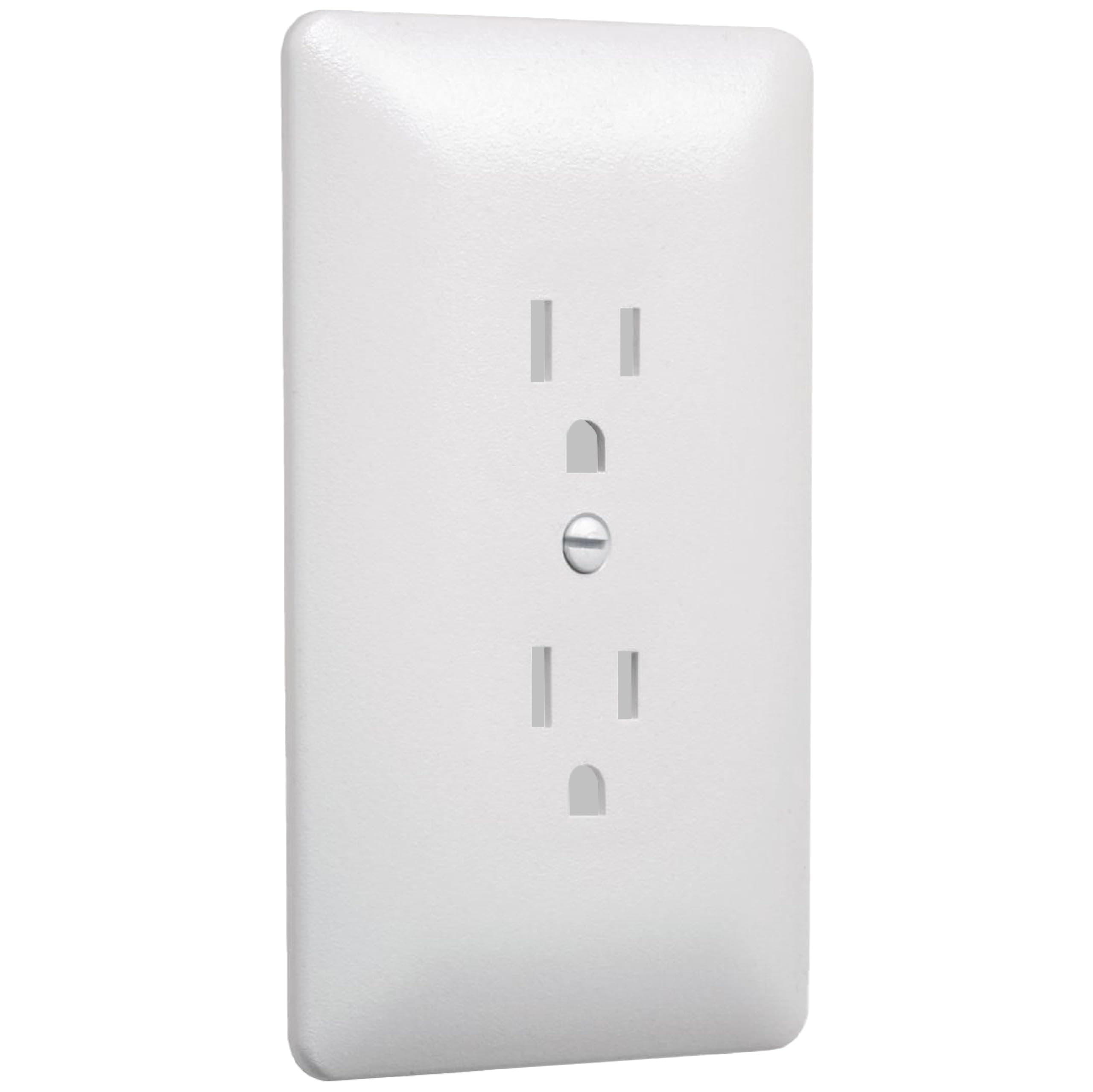 2000W MASQUE 2000 Mid-size White 1-Gang Decorator Grounded Duplex Wall Plate, Paintable Outlet Cover Replaces Old Wall Plate