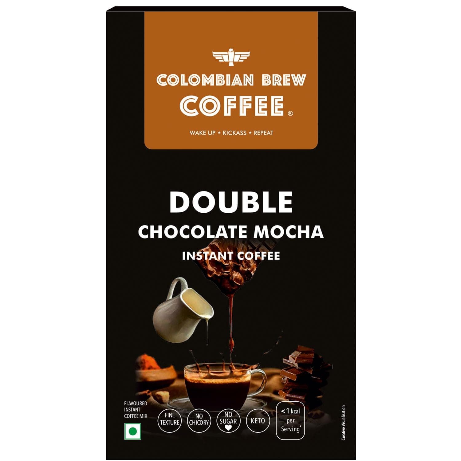 Double Chocolate Mocha Instant Coffee, Vegan, No Sugar - 50gm