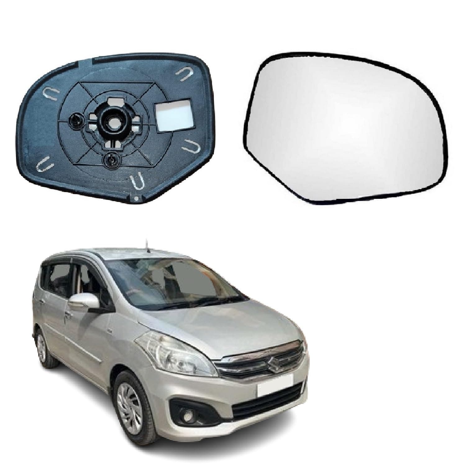 Side View Mirror Glass/Sub Mirror Plate for Maruti Ertiga Car Model (IST GEN (MIRROR SIZE 1), RIGHT DRIVER SIDE)