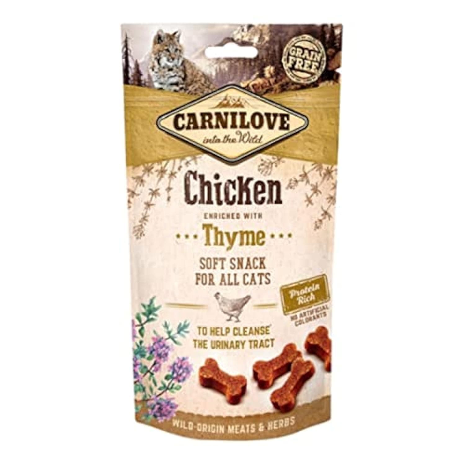 Carnilove Semi-Moist Snack Chicken & Thyme Cat Treats 50G - Pack of 32 x 1.6g - Total: 50g