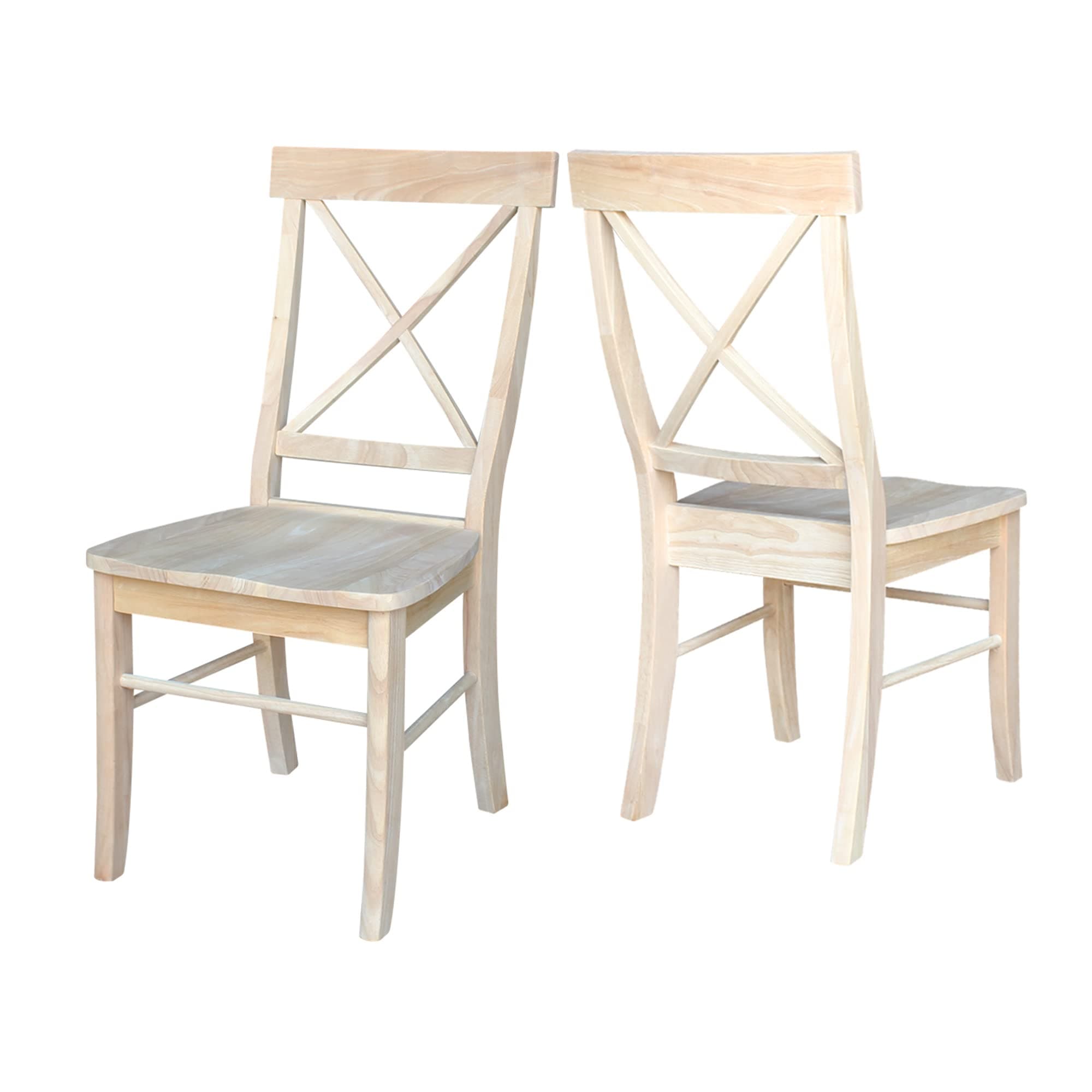 International Concepts X-Back Dining Chairs, Solid Parawood, Unfinished (Set of 2)