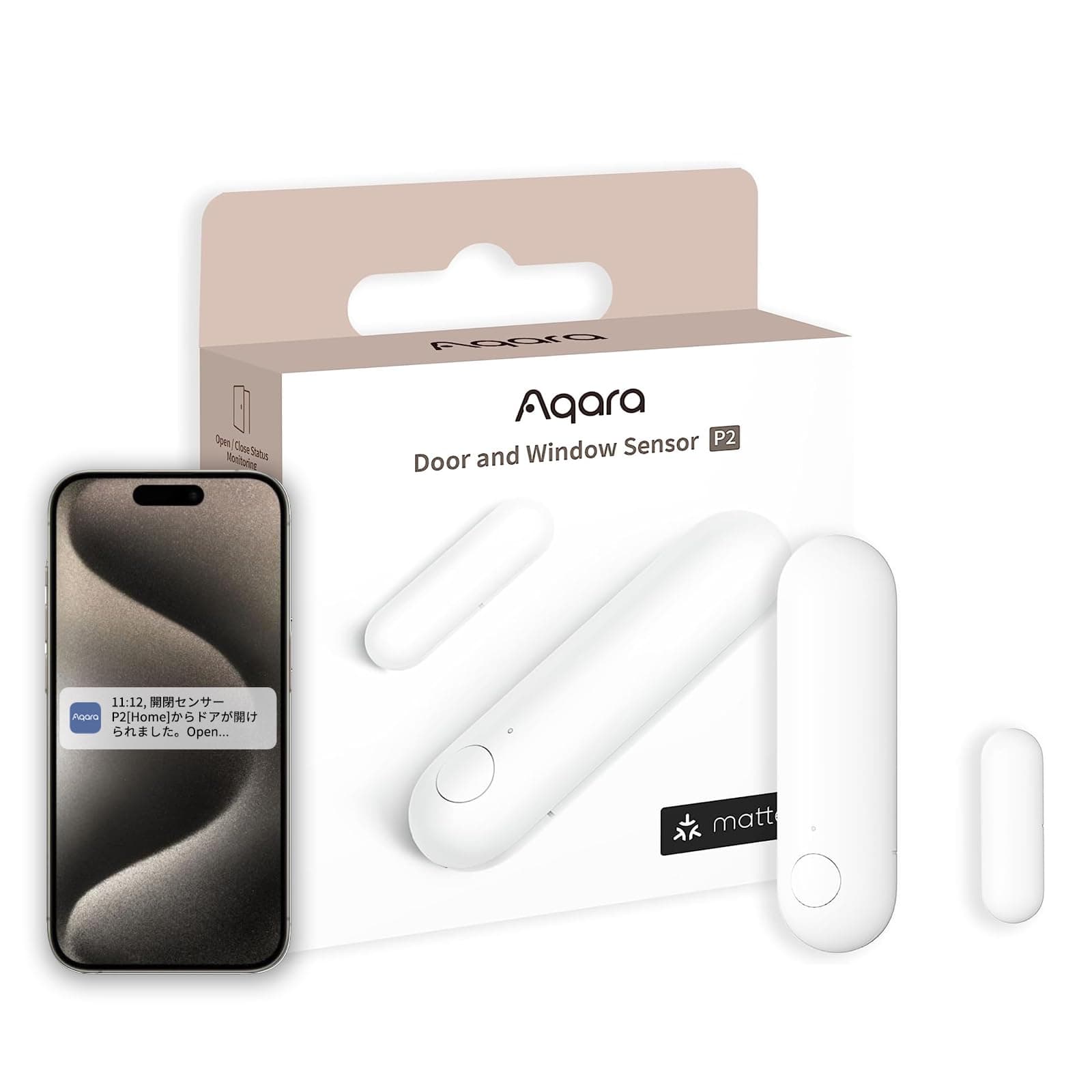 Aqara P2 Door Opening/Closing Sensor, Compatible with Matter, Threaded Border Router Required, Akara Door Sensor, Window Sensor, Entrance Opening, Security, Alexa Compatible, HomeKit Compatible, Remote Compatible, Easy Installation, Security Measurement, Alert Notifications, Smart Home
