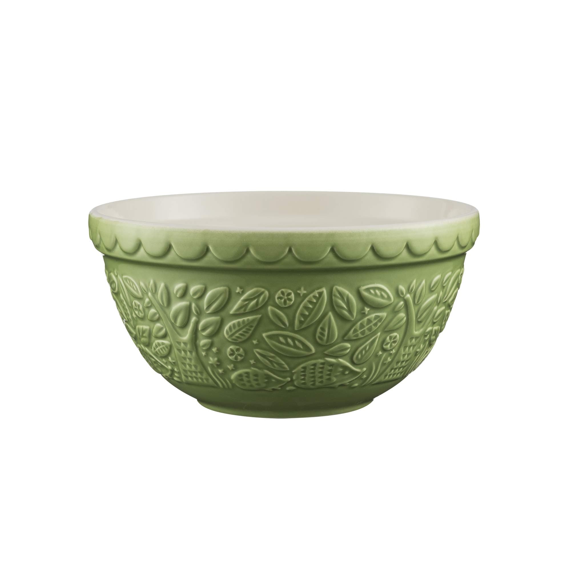 Mason Cash in The Forest Hedgehog Mixing Bowl 1.1 Litre | 21cm Green S30 Stoneware Bowl for Baking, Pudding & Cookie Dough, Embossed Woodland Design
