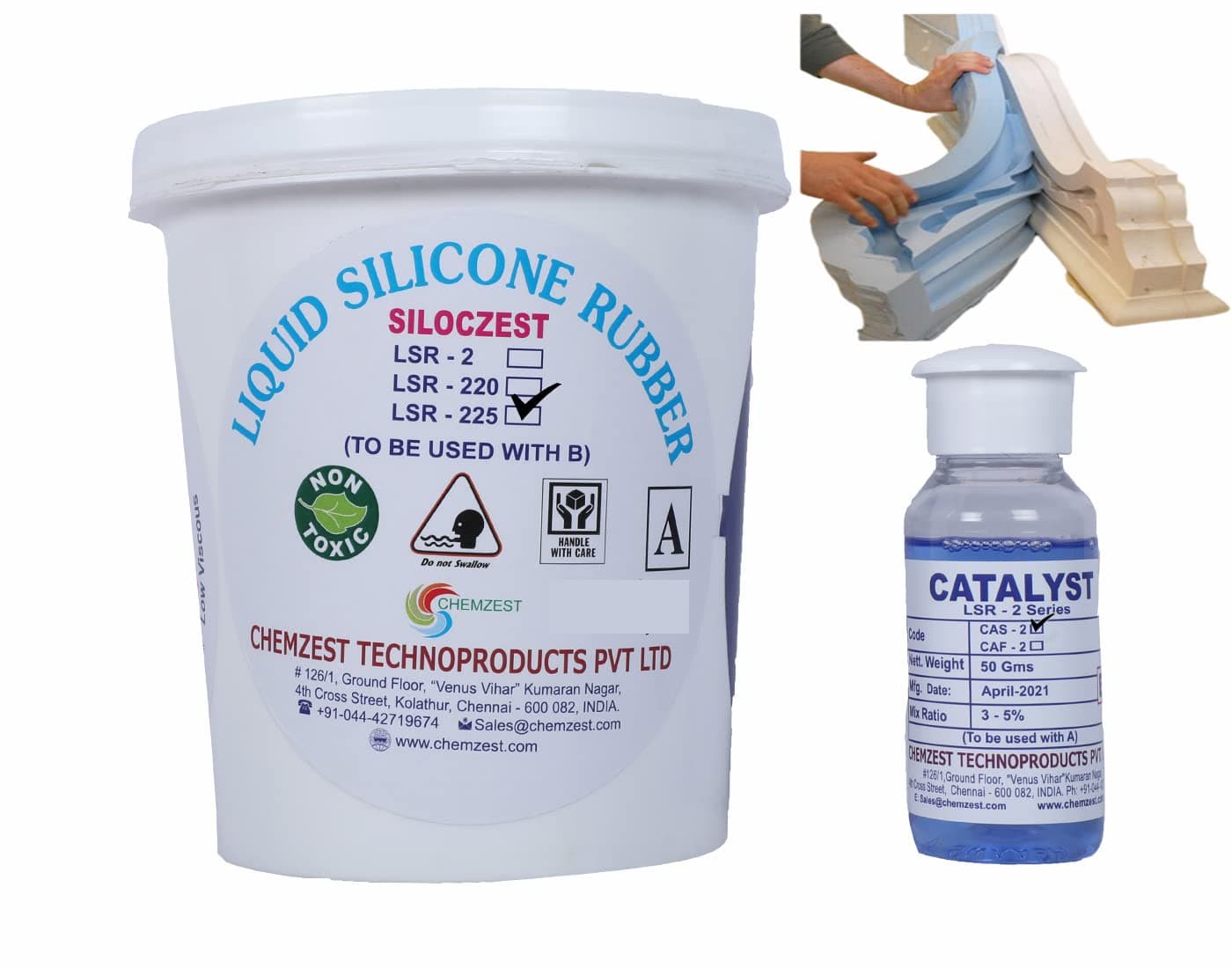 SILOCZEST LSR225 Liquid Silicone Rubber for Artificial Stone, Wood Mold Making Applications (LSR 225 SLOW-1 KG)