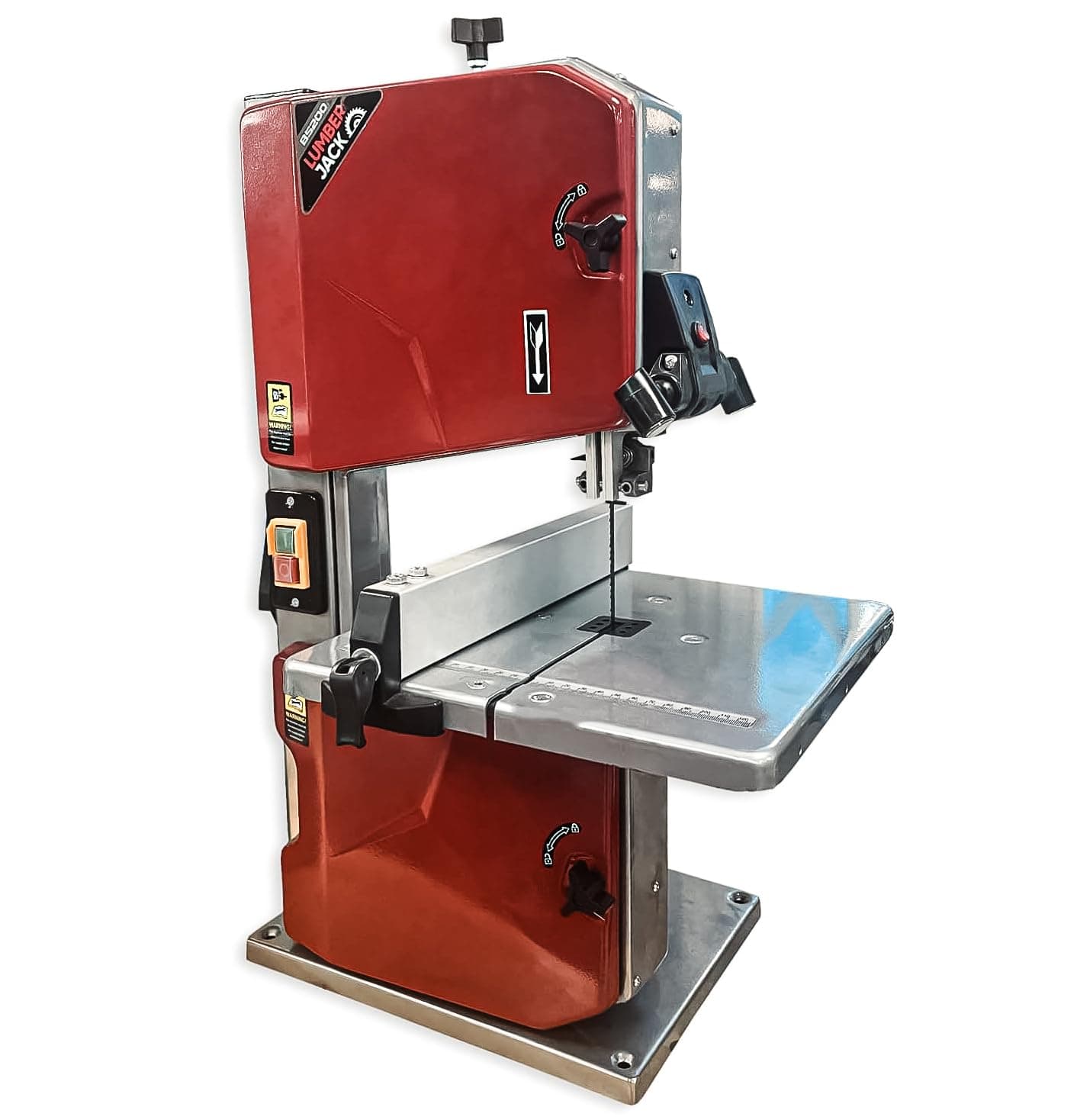 LUMBER JACK 8" Benchtop Bandsaw 250W Motor, Full Length Rip Fence, Alloy Table Top, 80mm Cutting Depth, Includes 6mm Blade for Woodworking
