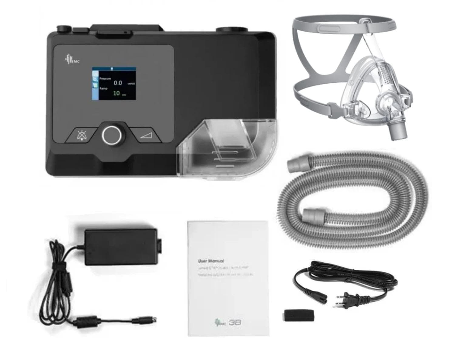 TenTabs BMC G2S A20 Auto CPAP Machine with Humidifier & Full Face Mask | Automatic Pressure Adjustment for Sleep Apnea | Integrated Heated Humidifier | Easy to Use Color Screen & Lightweight Design (Large)