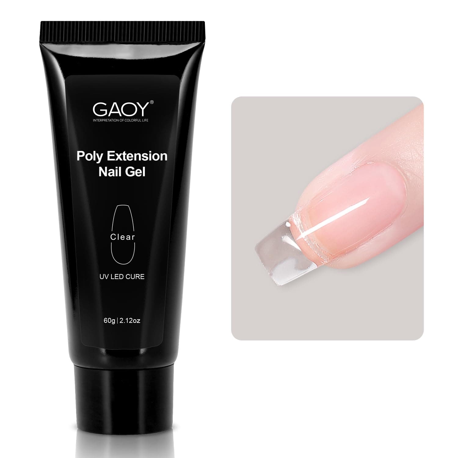 GAOY Poly Gel, 60g Nail Extension Gel, Clear Builder Enhancement for Beginner & Professional Nail Art Salon DIY at Home