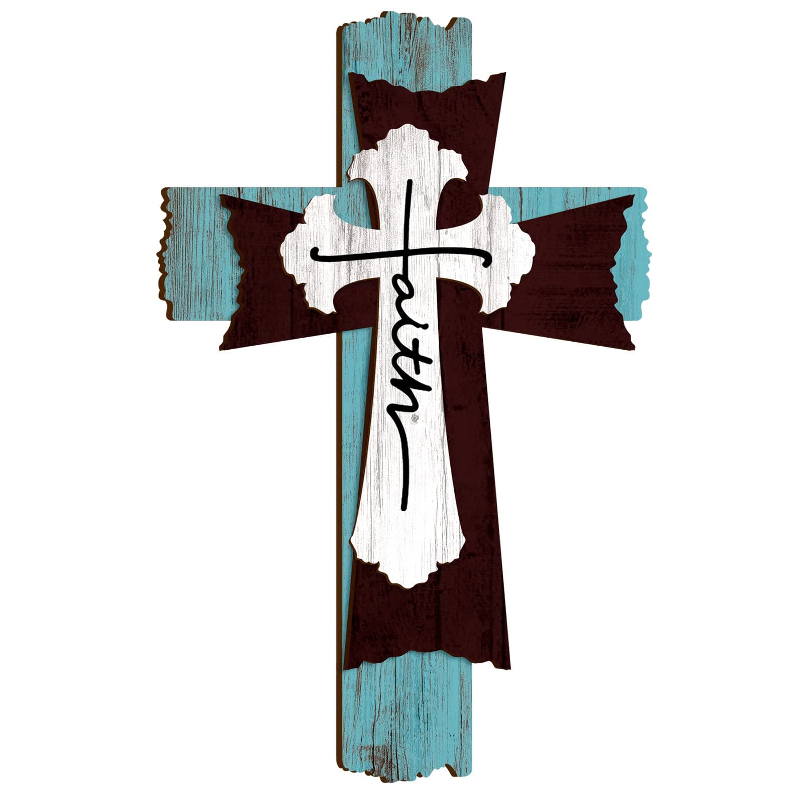 Yookeer Large Wooden Christian Wall Cross Religious Decor Art Wood Wall Cross Hanging Rustic Multi Layered Weathered Look Spiritual Sculpture for Church Home Farmhouse Indoor Outdoor(Simple Style)
