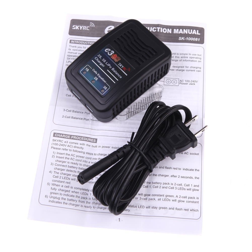 SKYRC SK-100081 E3 aC Input 2S 3S Lipo Battery Balance Charger For RC Batterys US Plug(SKYRC SK-100081 E3,2S 3S Balance Charger,Lipo Battery Charger)