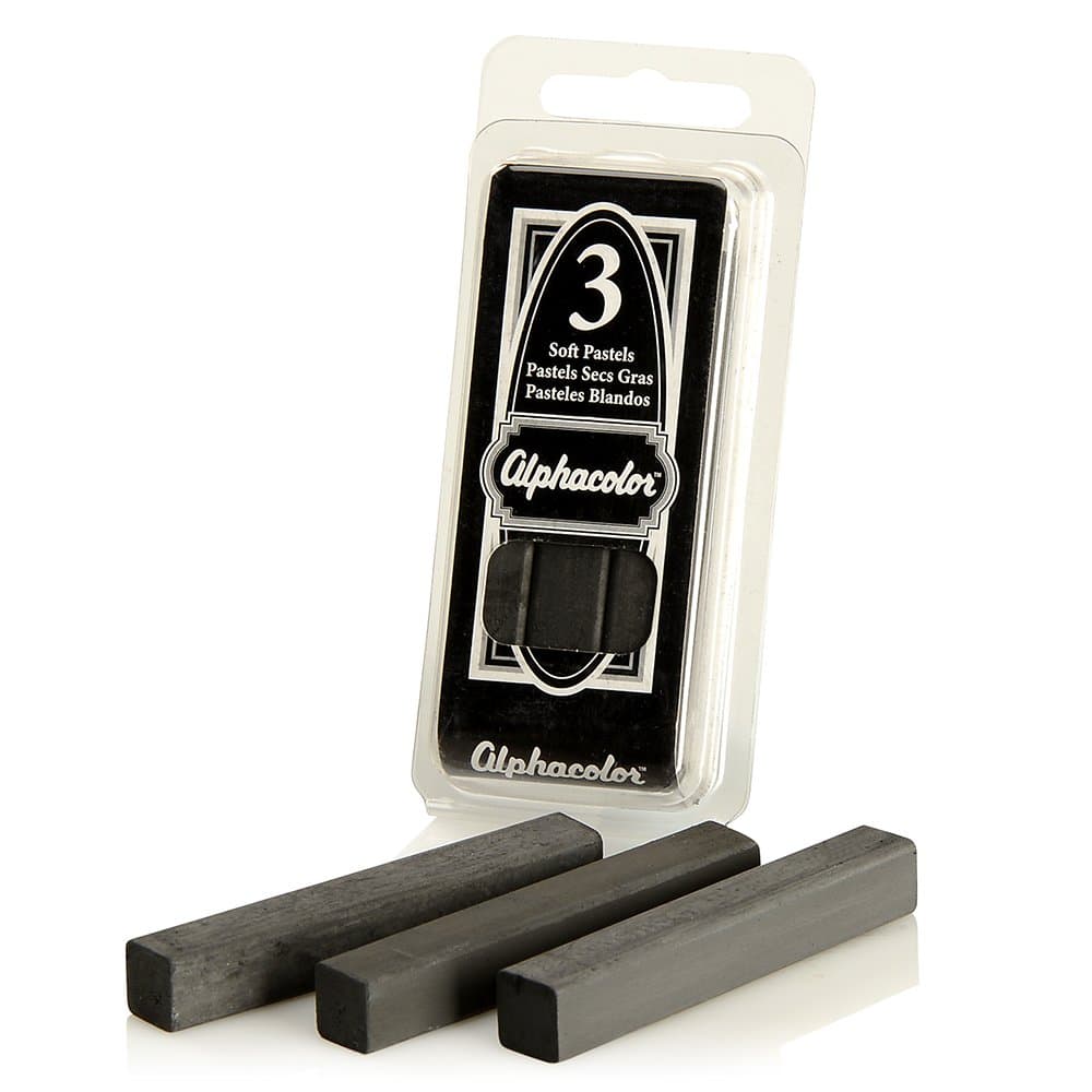 Derwent Alphacolor Soft Pastels, Charcoal, 3 Pastels per Pack (105C)