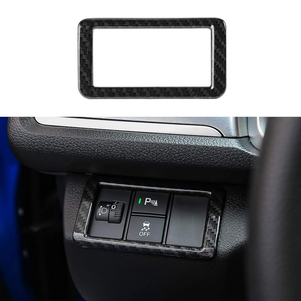 Thenice for 10th Gen Civic ABS Carbon Fiber Style Forward Collision Warning FCW Electronic Stability Control ESC Switches Button Decoration Trim for Honda Civic 2020 2019 2018 2017 2016