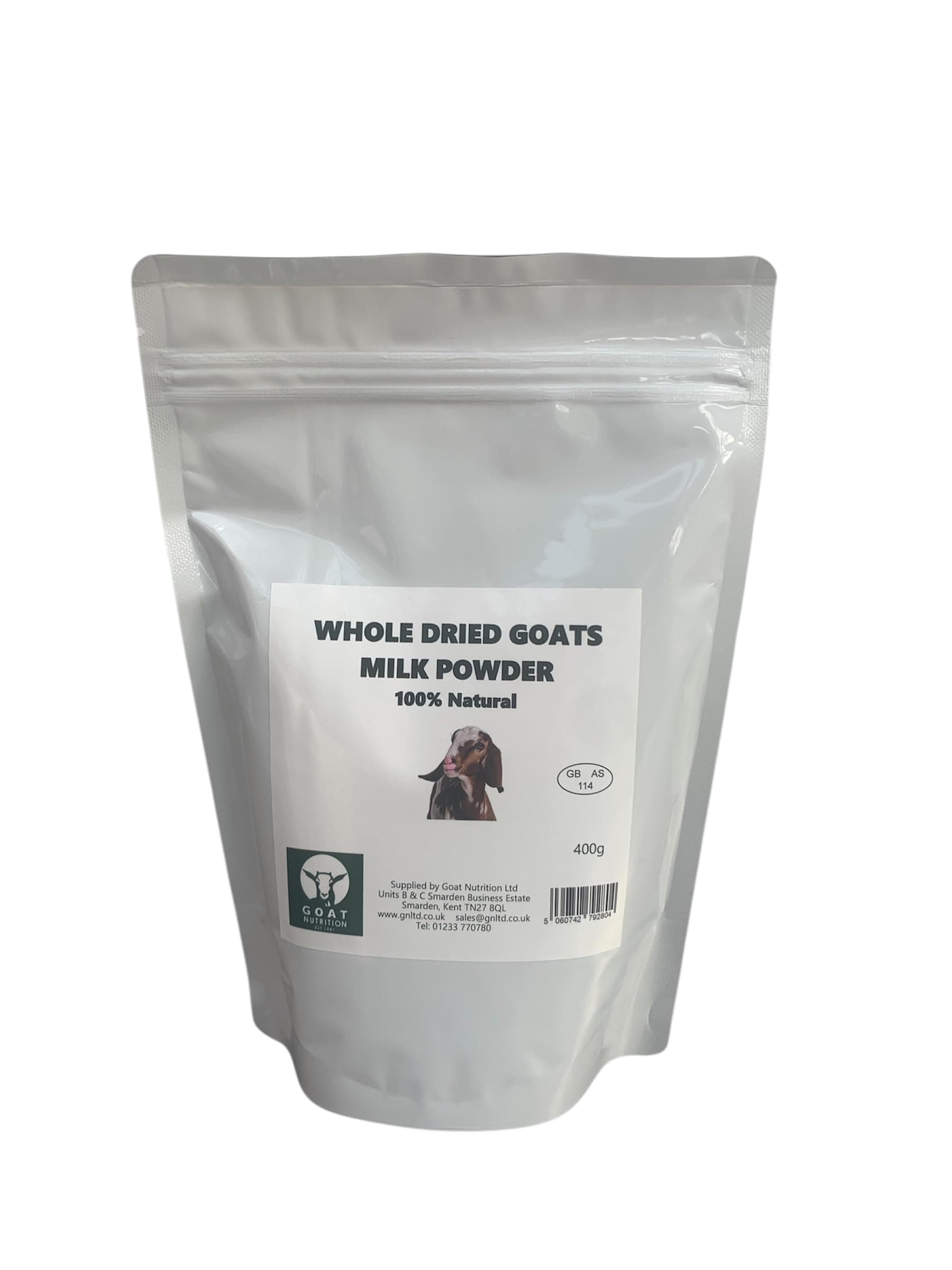 Whole Dried Goats' Milk Powder, Rich Creamy Flavour, Resealable Pouch for Freshness, Easy Mixing, Natural Vitamins Retained, Versatile Ingredient for Yogurts and Cheeses - 400g