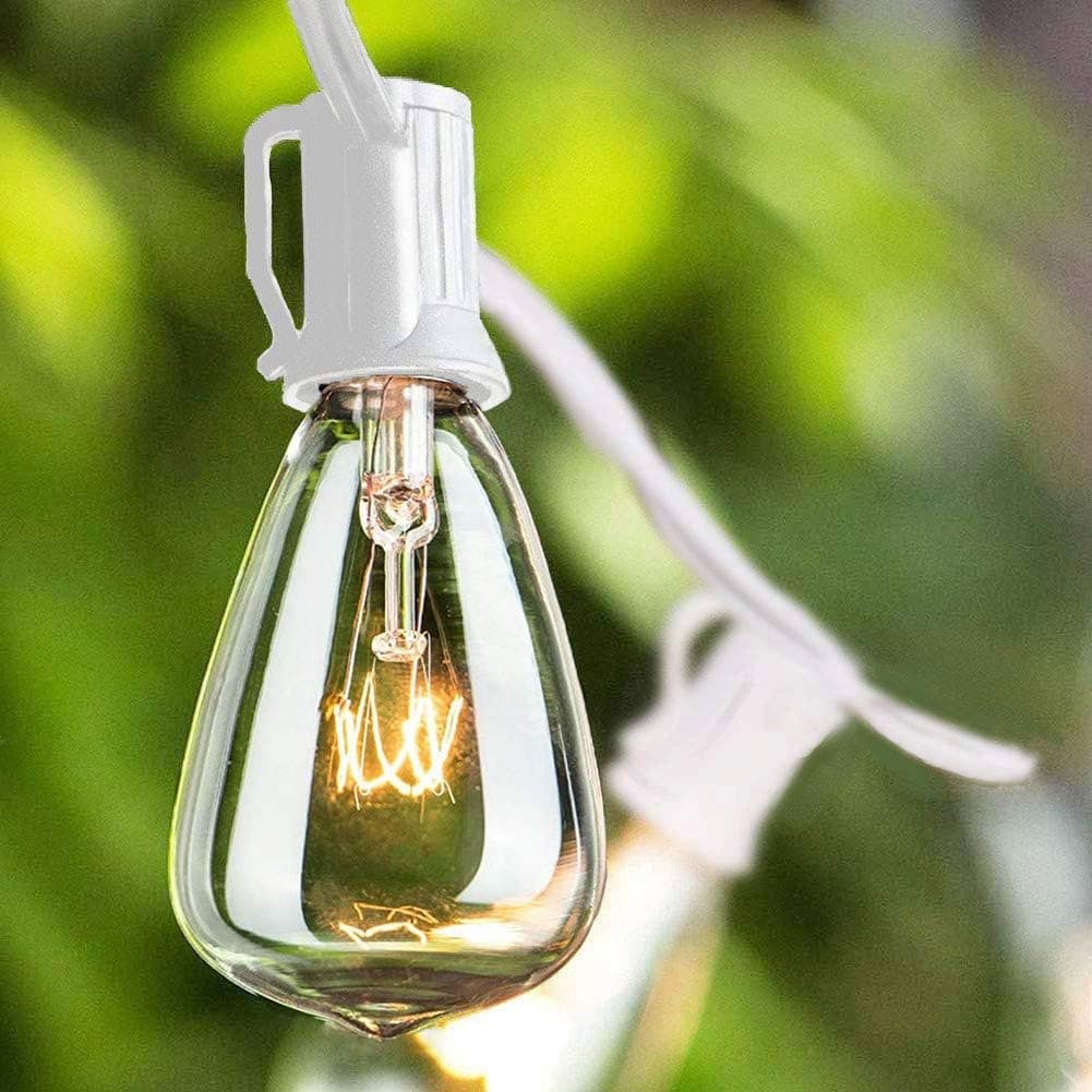 25FT ST35 Outdoor Patio Edison String Lights with 27Clear Bulbs -5 Watt/120 Voltage/E12 Base -White Wire