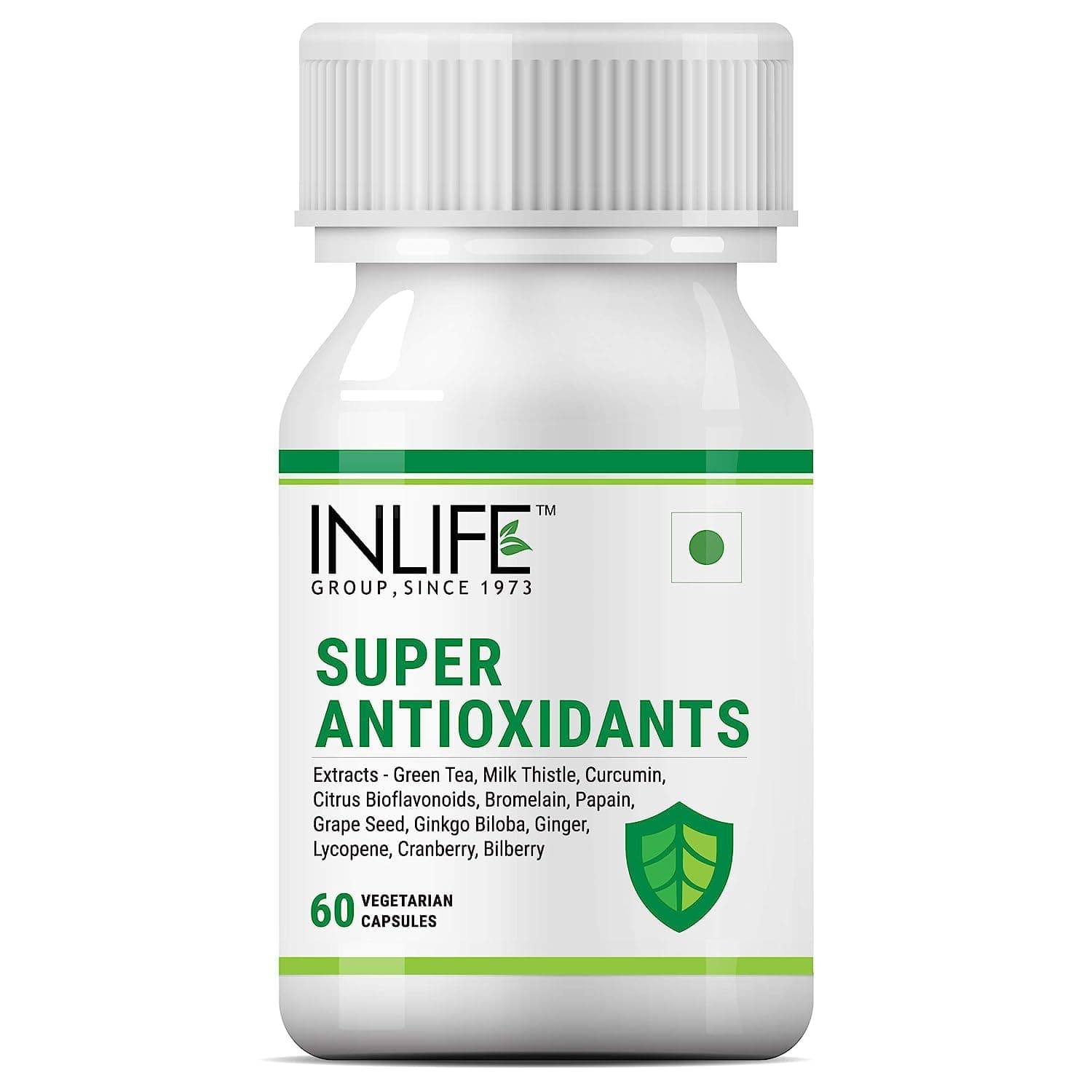 Sheltr Super Antioxidant Supplement Lycopene, Green Tea, Milk Thistle, Curcumin, Grape Seed, Ginkgo Biloba, Ginger, Cranberry, Bilberry, Alpha Lipoic Acid, Lutein, Zeaxanthin - 60 Capsules (Pack of 1)