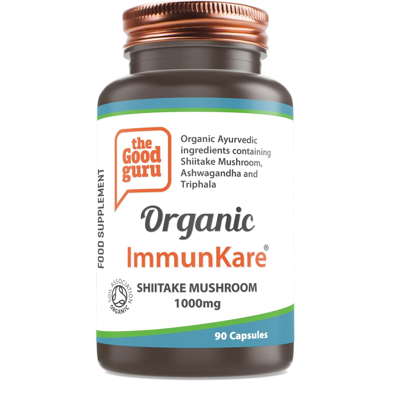 The Good GuruOrganic Immune System Support Supplement | Vegetarian and Vegan Friendly - Contains Ashwagandha, Triphala & Shiitake Mushrooms | Soil Association Certified - 90 Capsules