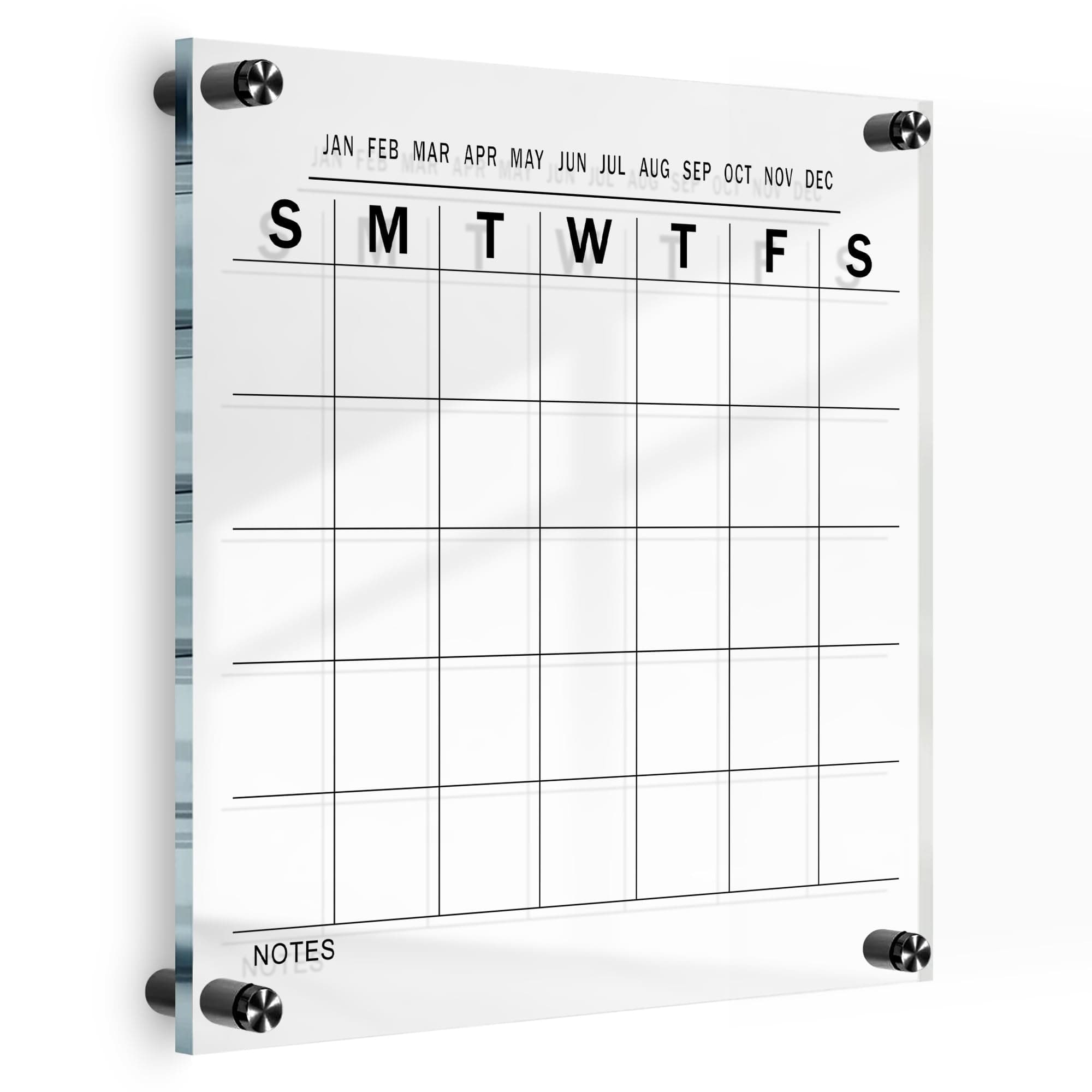 Oversize Premium Acrylic Calendar for Wall | Ultra-Thick Clear Dry & Erase Board | Small 12"x12" | Home Office Monthly Glass Family Planner Guard Mate Plexiglass Whiteboard GUARDMATE