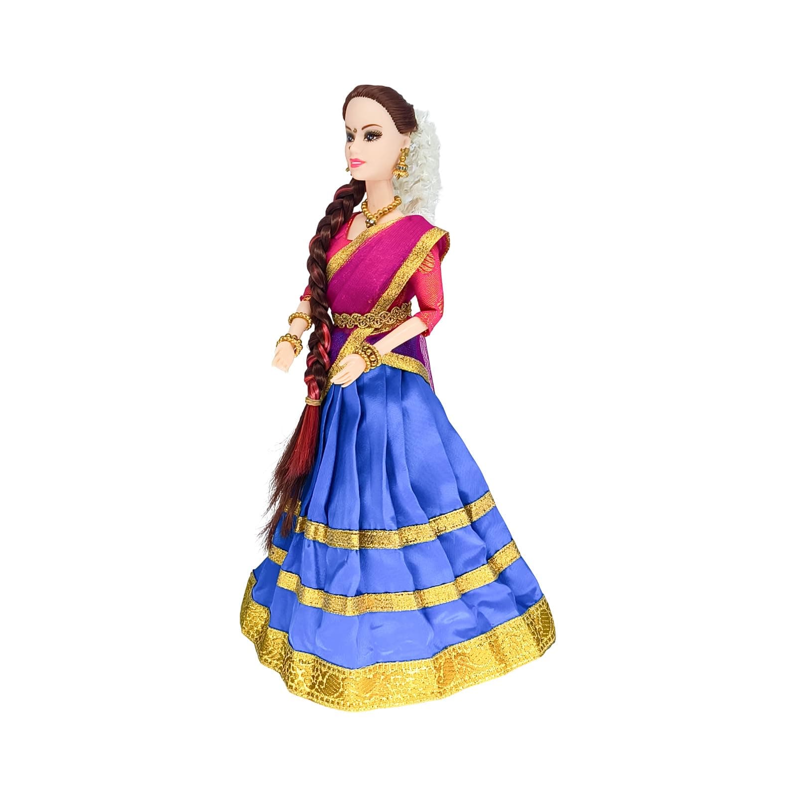 Maalona | Meenakshi | South Indian Doll in Traditional Silk Saree, Accessories | Celebrating Indian Culture Through Play | Gift for Kids | 11.3 Inch, Blue & Pink