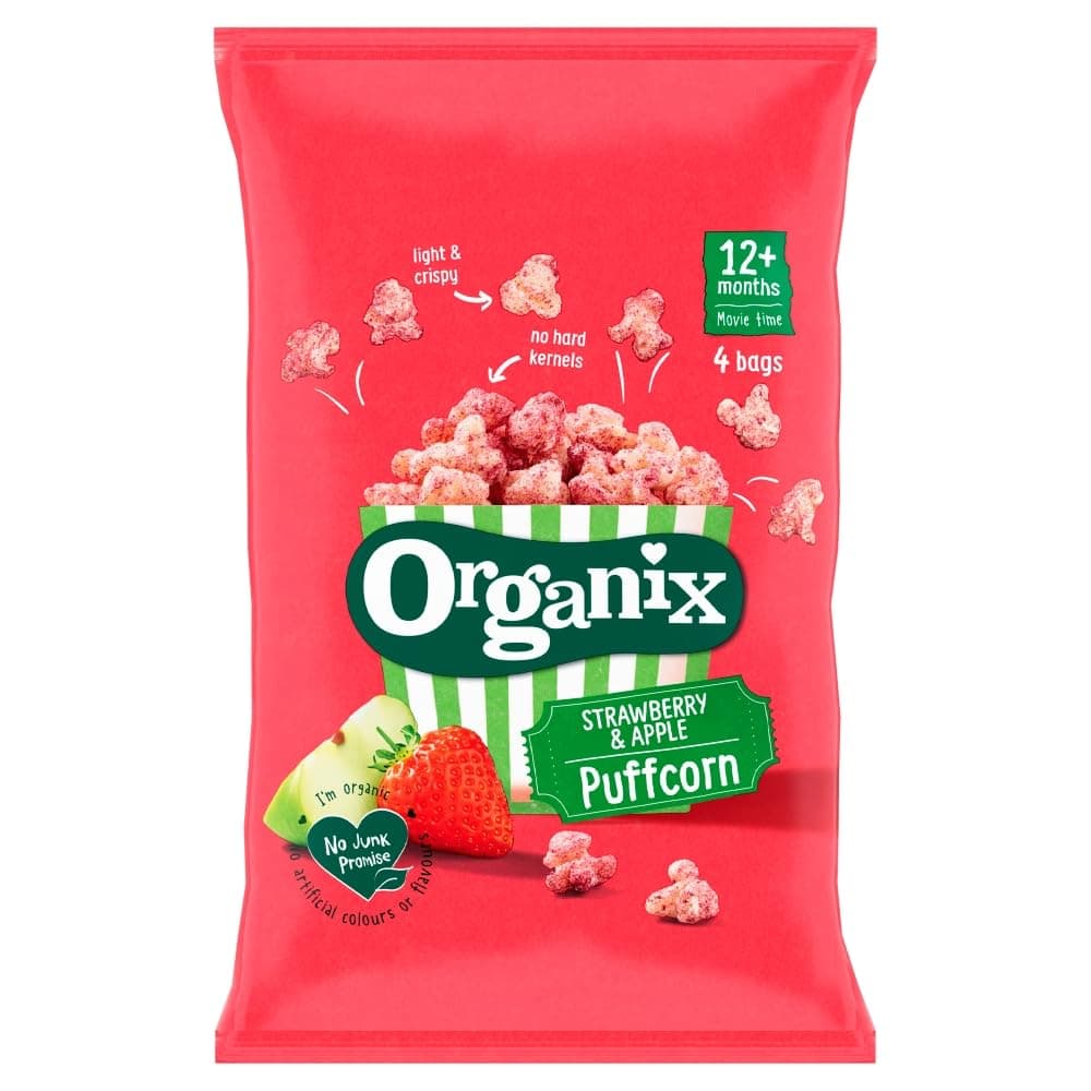Organix Strawberry & Apple Puffcorn 4 x 10g