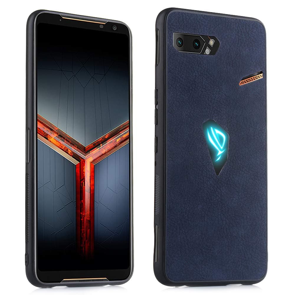 XMTON Case Compatible with Asus ROG Phone II ZS660KL,Asus ROG Phone 2,Ultra Slim PU Leather + Soft TPU Edge Backcover Anti-scratch Shockproof Protection Case Cover for Asus ROG Phone 2 (Blue)