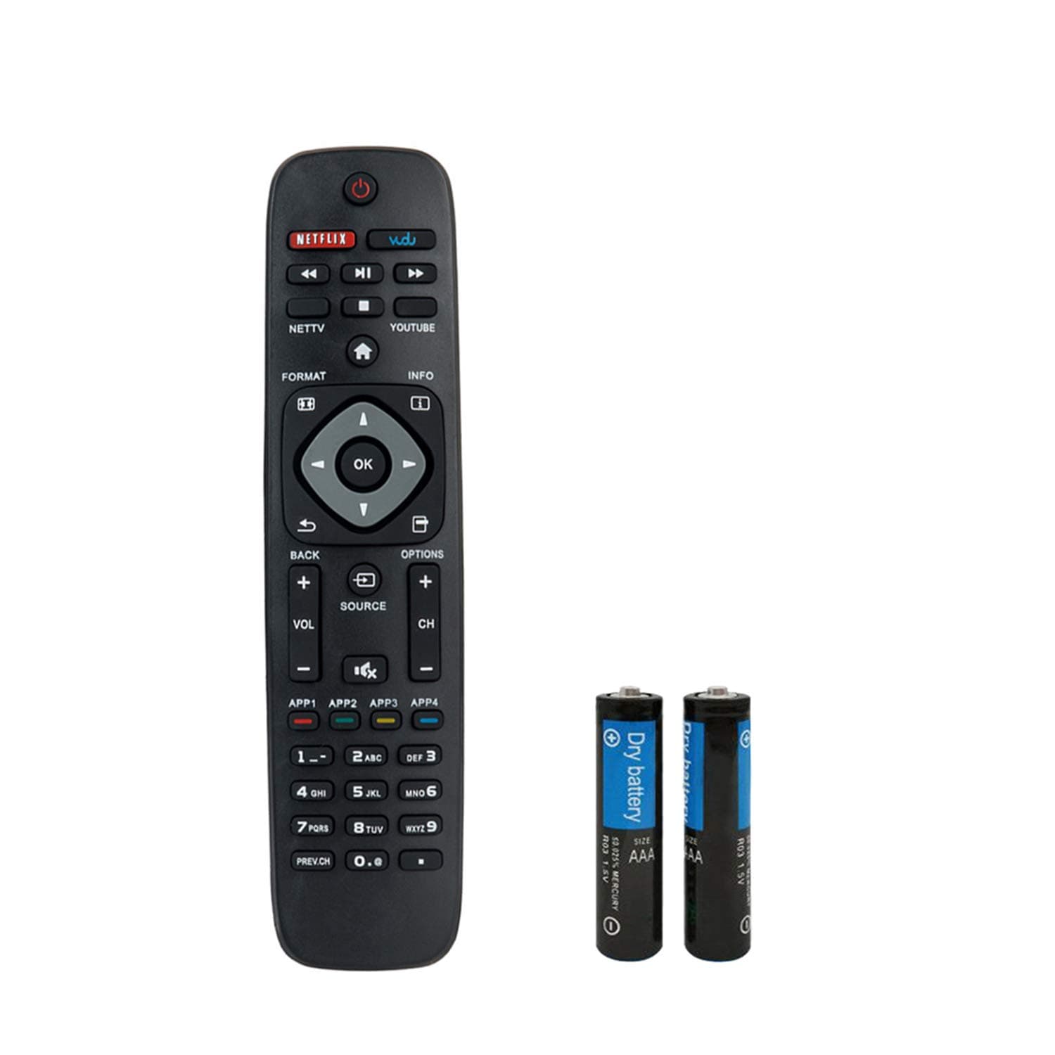 Replacement Remote Control Compatible with Philips NH500U 4K Ultra HD Smart LED TV 55PFL5402/ 50PFL5601/F7 65PFL5602/F7 55PFL5602/F7 50PFL5602/F7 43PFL5602/F7 32PFL4902/F7 40PFL4901/F7