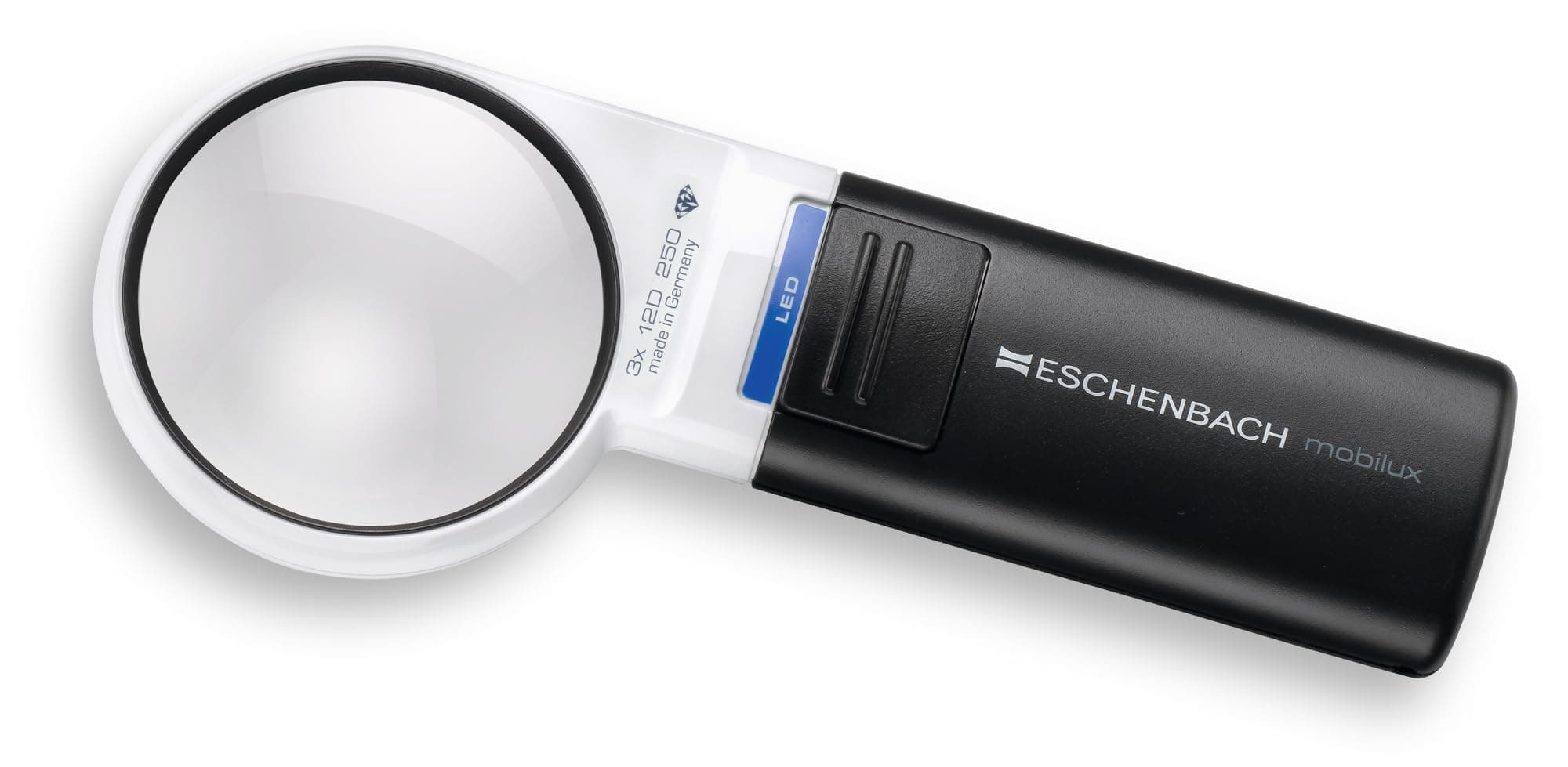 Eschenbach Optik MobiluxLED Handheld Magnifying Glass with LED Lighting Magnification: 3x Lens Size: (Diameter) 60 mm