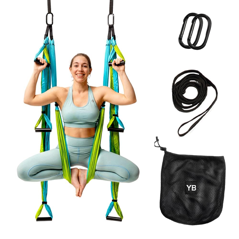 Yoga Trapeze Swing Set for Home & Outdoor | Easy Setup for Strength, Balance & Back Pain Relief | Adjustable Straps & 600lb Capacity, Includes Carrying Bag & Online Tutorials
