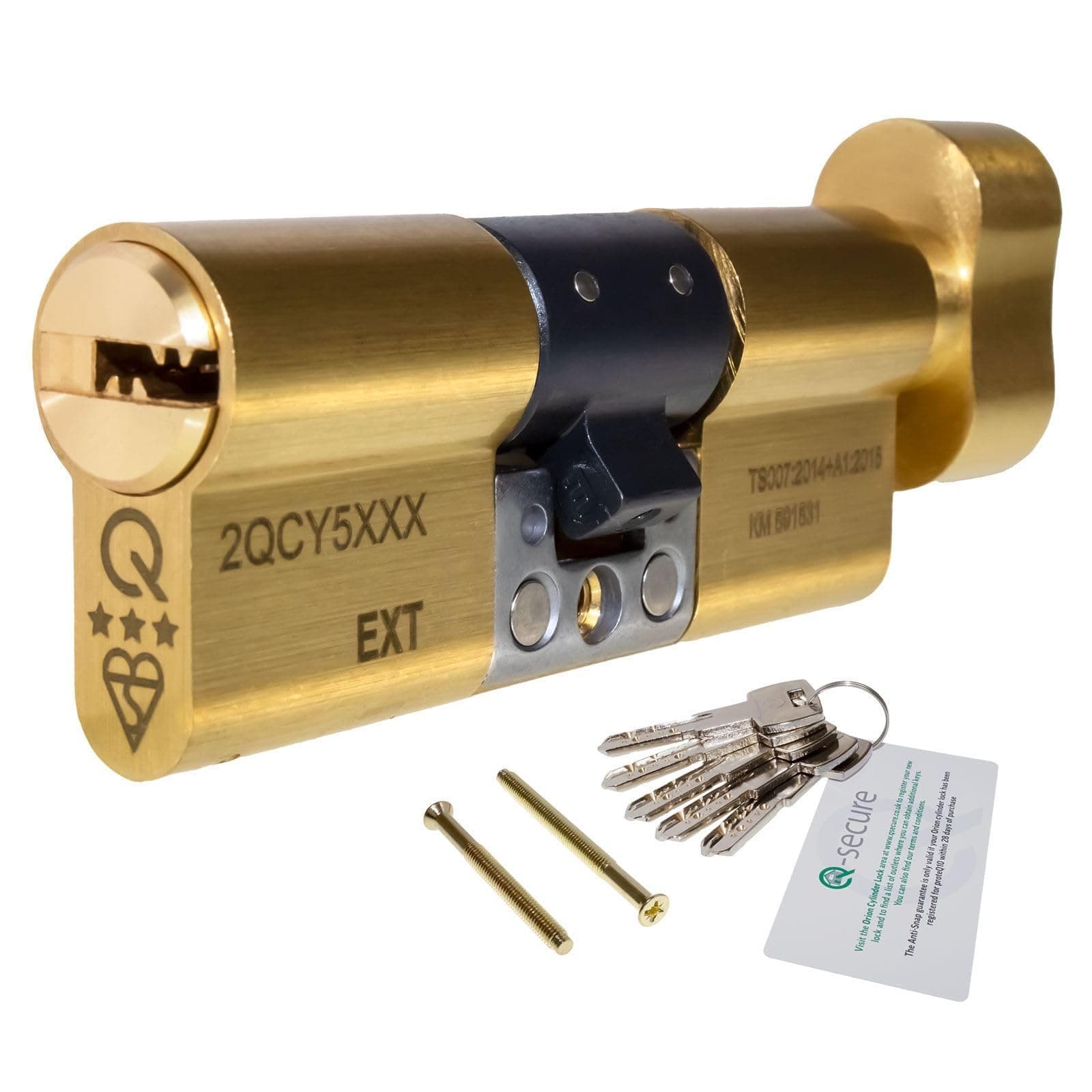 Brass, 35/50 (85mm) greenteQ Orion TS007 3-Star Anti-Snap Thumbturn Euro Cylinder Twist Lock Door Barrel