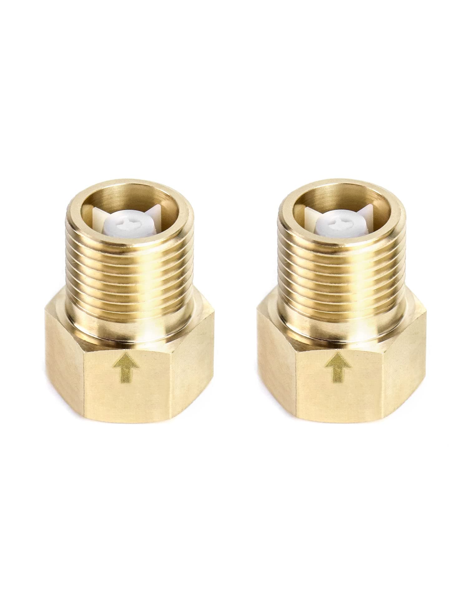 QWORK 2Pcs Brass One-way Check Valve, 1/2" Female to 1/2" Male Thread of Backflow Preventer