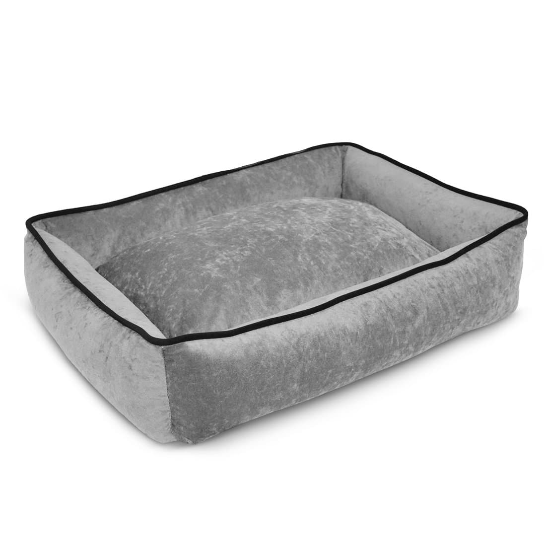 PUP IQ Smart Pup Gray Lounger Dog Bed, Small Size, Slate Colored, Crypton Stay Clean Suede Fabric, Waterproof, Made in the USA, Machine Washable With a Removable Cover