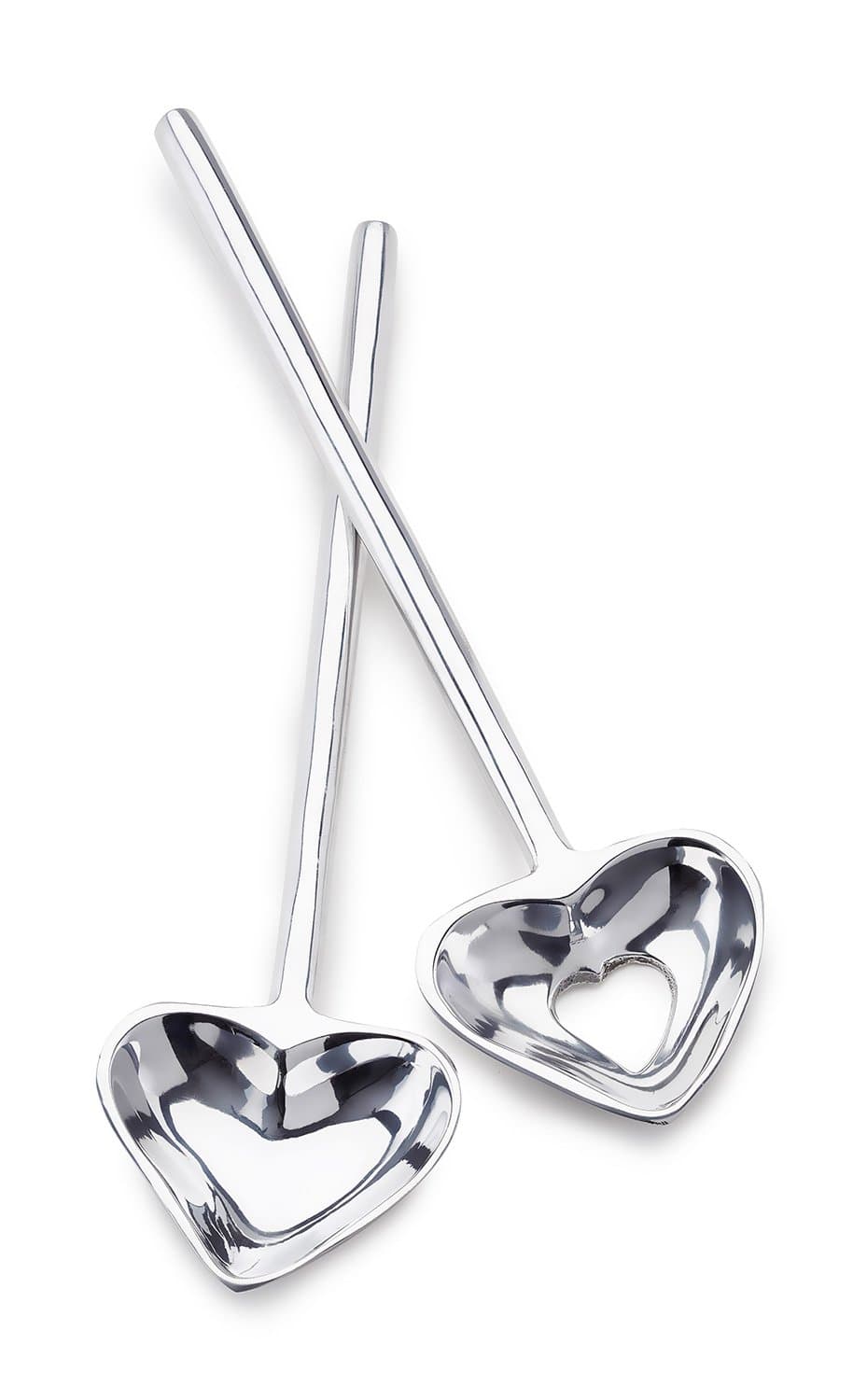 MYLO JONES Polished Aluminium Heart Salad Servers/Serving Utensils, Set of 2