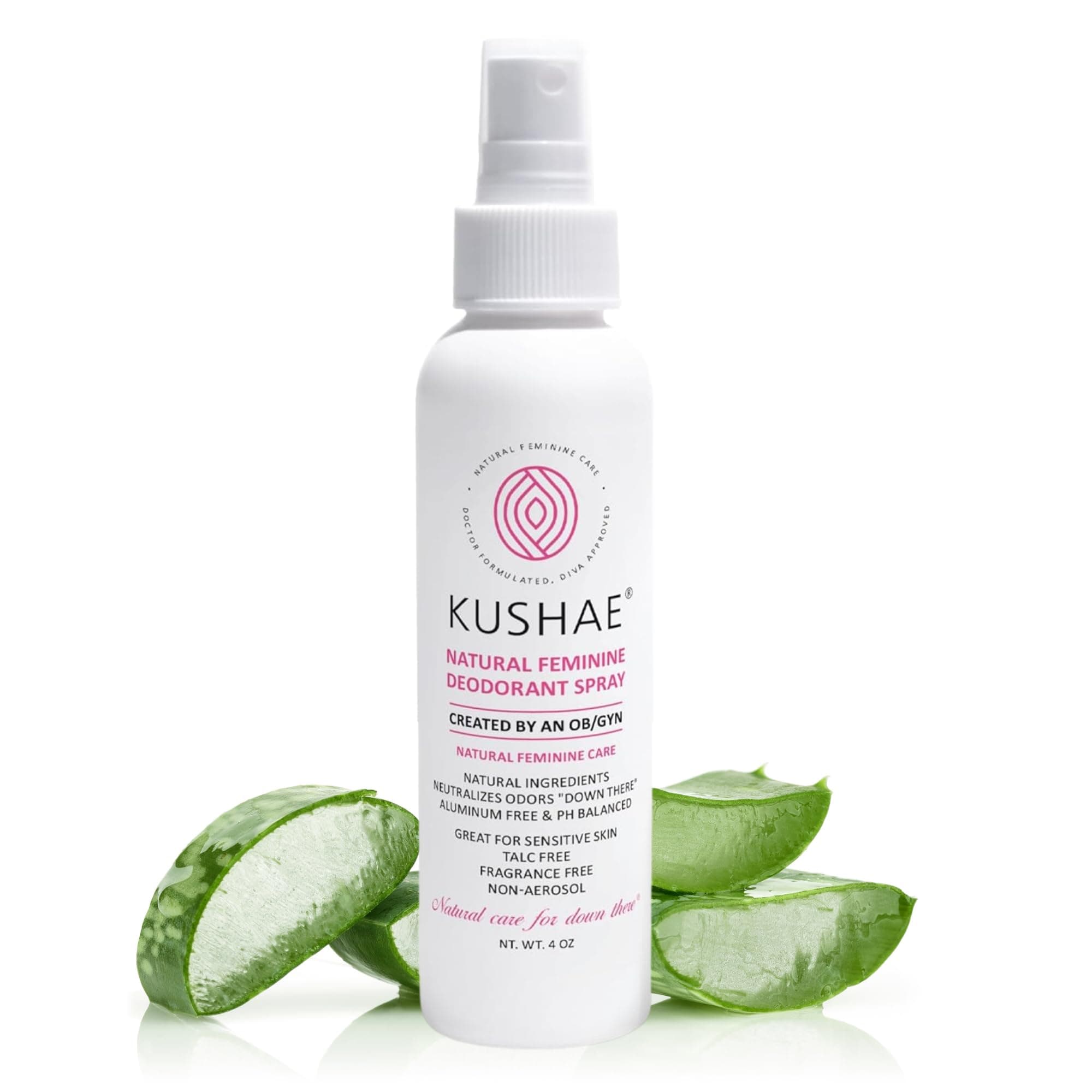 Natural Feminine Deodorant Spray for Women, All Natural, Unscented and Fragrance Free, Refreshing Control for Odor and Dryness, 4 oz