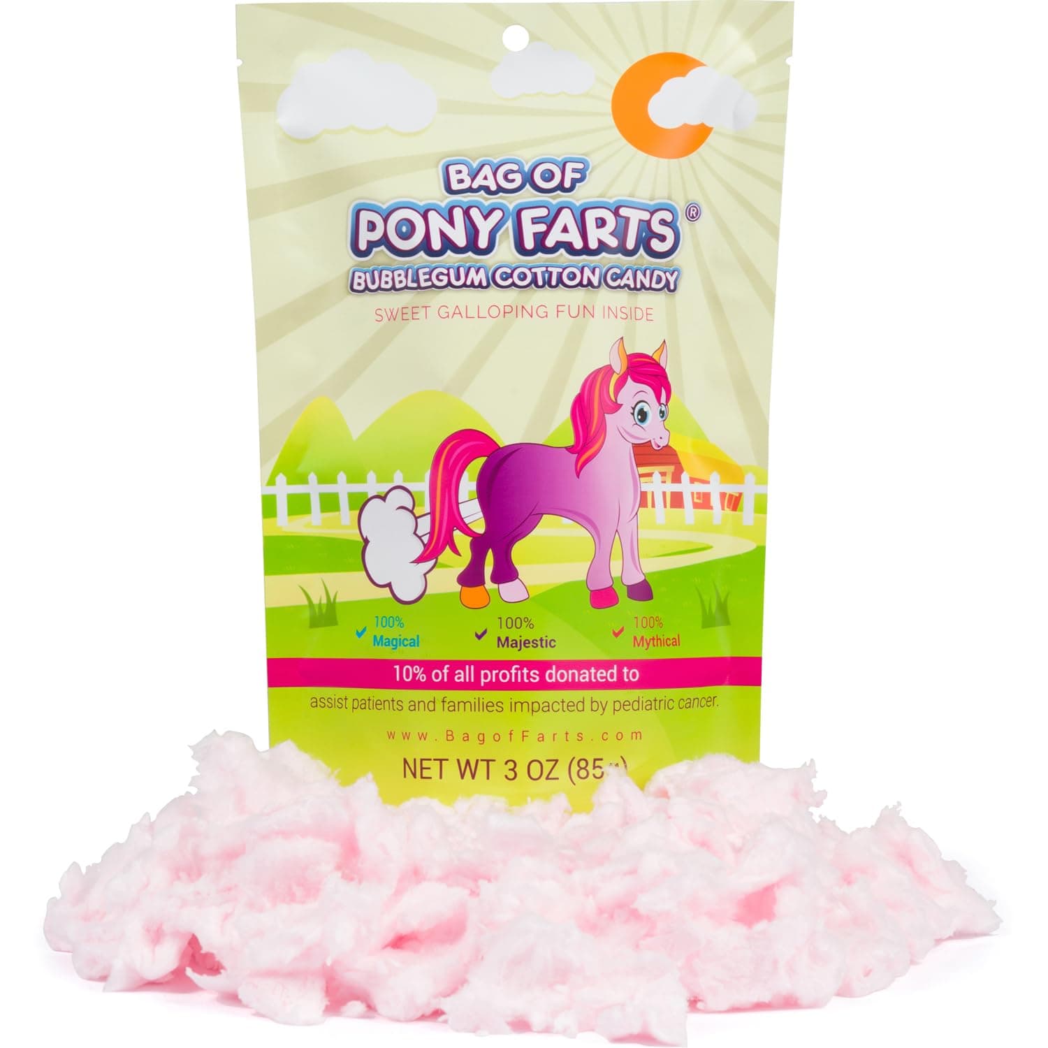 Little Stinker Bag Of Pony Farts Cotton Candy Funny for All Ages Unique Birthday for Friends, Mom, Dad, Girl, Boy Funny Easter Basket Stuffer Gag Gift, 3 ounces / 1 pack