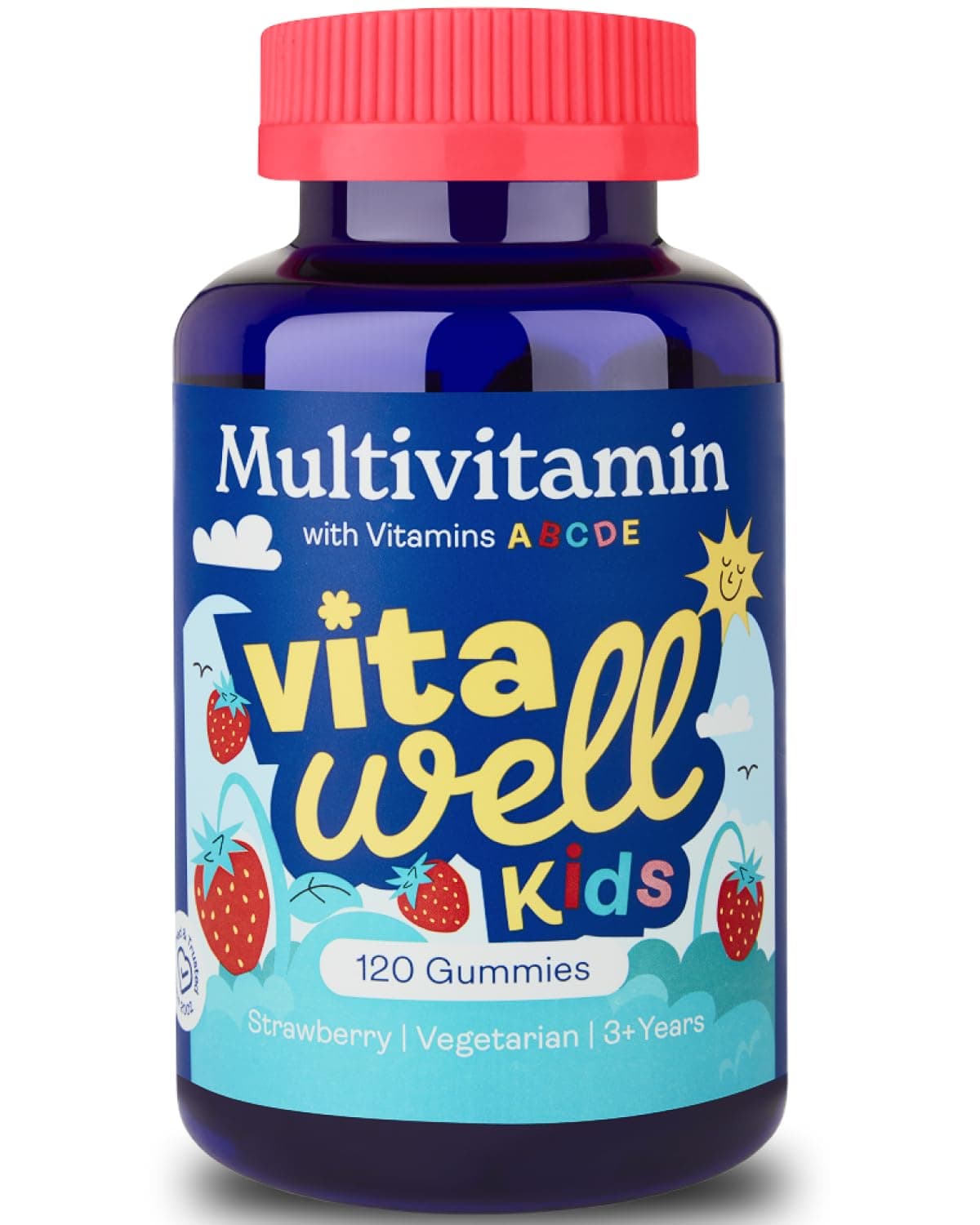Kids Multivitamin Gummies - 120 Natural Strawberry Flavour (4 Month Supply) | Chewable Kids Multivitamin Chews | Vitamin D3, A, E, C, B6, B12 | No Artificial Colours, Flavours, Preservatives