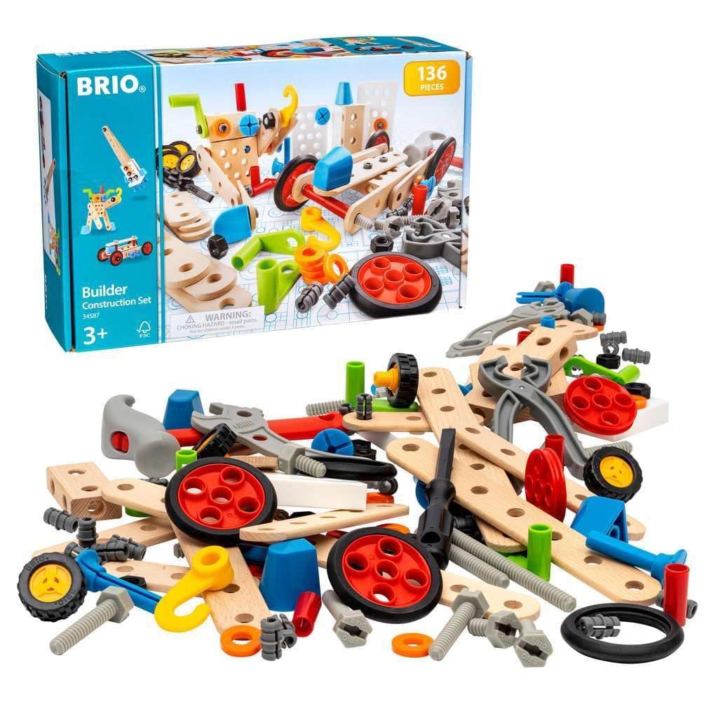 Builder 34587 Construction Set - 136-Piece STEM Toy with Wood and Plastic for Kids | Enhances Creative Skills | Safety Tested | Age 3 and Up