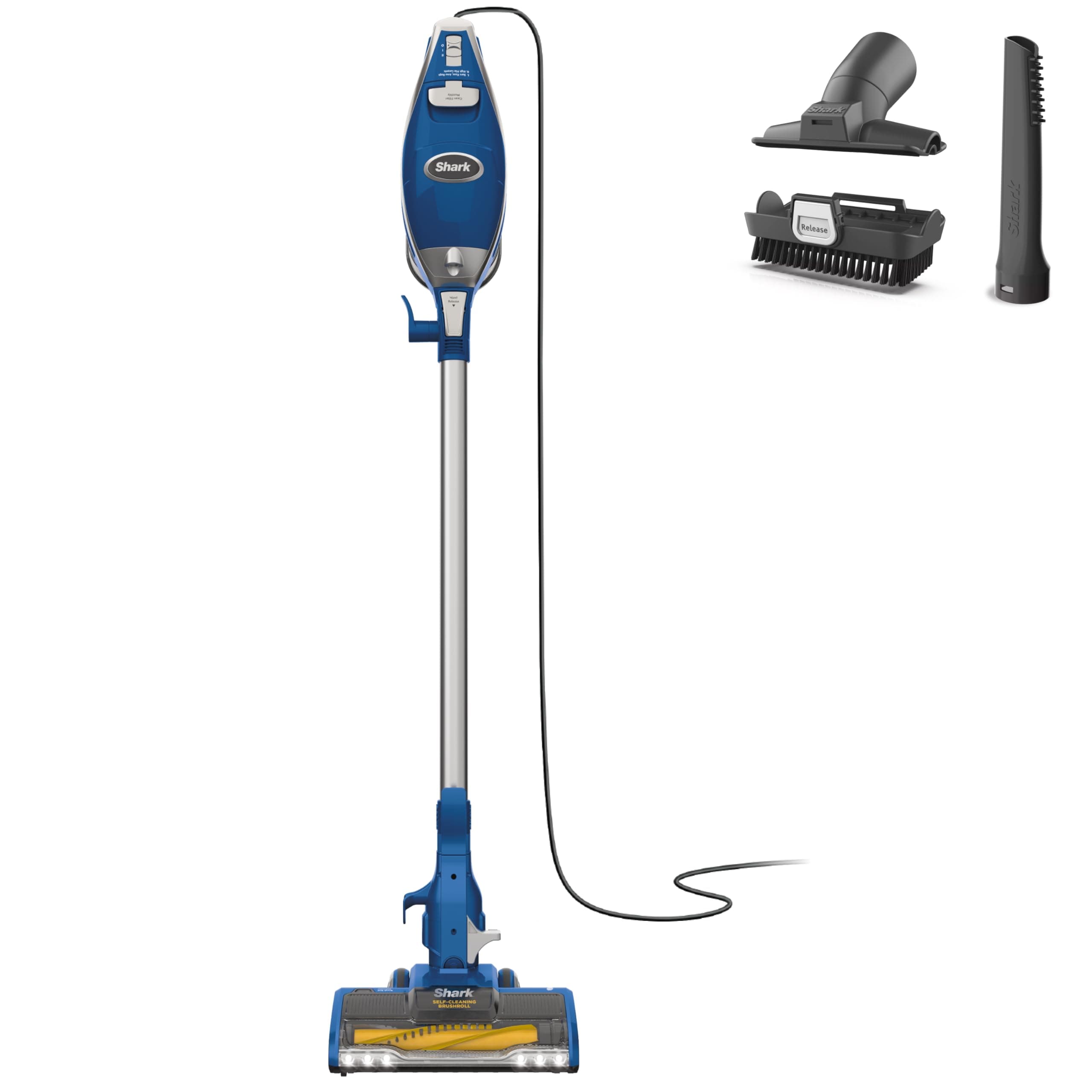 HV343AMZ Rocket Corded Stick Vacuum with Self-Cleaning Brushroll, Lightweight & Maneuverable, Perfect for Pet Hair Pickup, Converts to a Hand Vacuum, Crevice Upholstery Tools, Blue/Silver
