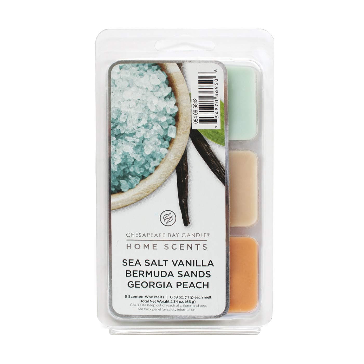 Chesapeake Bay Candle Wax Melts Sea Salt Vanilla/Bermuda Sands/Georgia Peach 2.34oz, Pack of 1