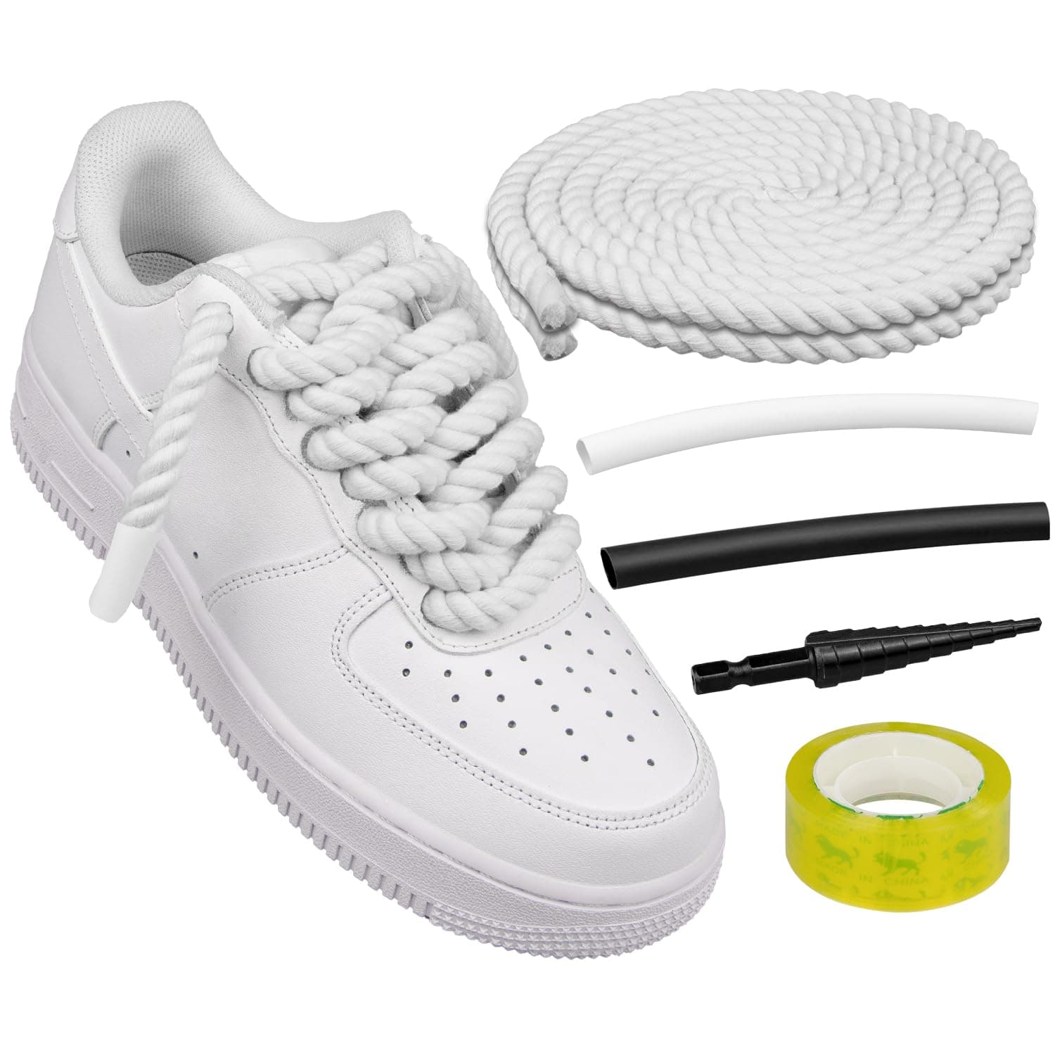 Endoto Thick Rope Shoe Laces for Air Force 1, Chunky Twisted Shoelaces with DIY Custom Accessories for AF Sneaker Shoes